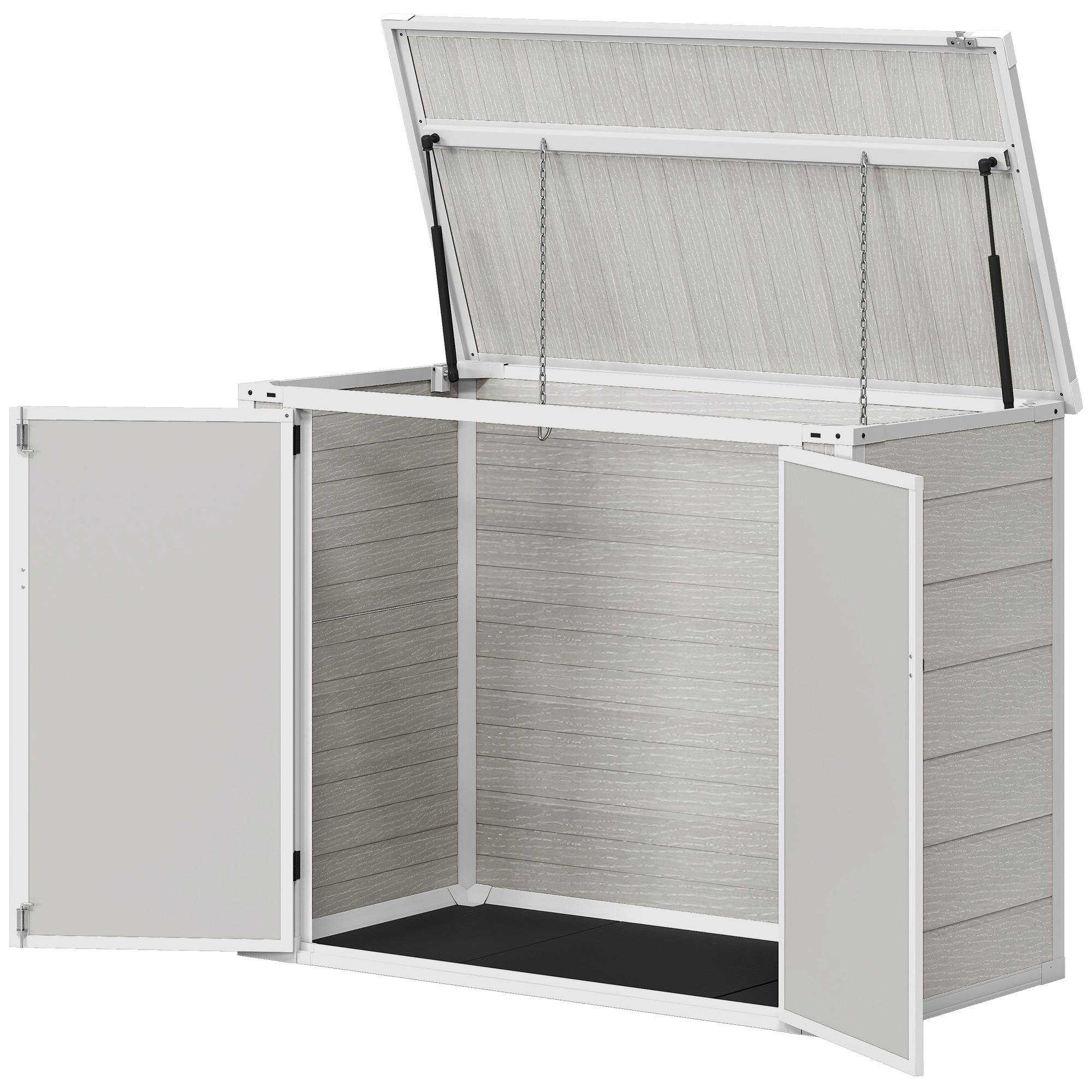 Light Grey Double Bin Shed with Pneumatic Lid