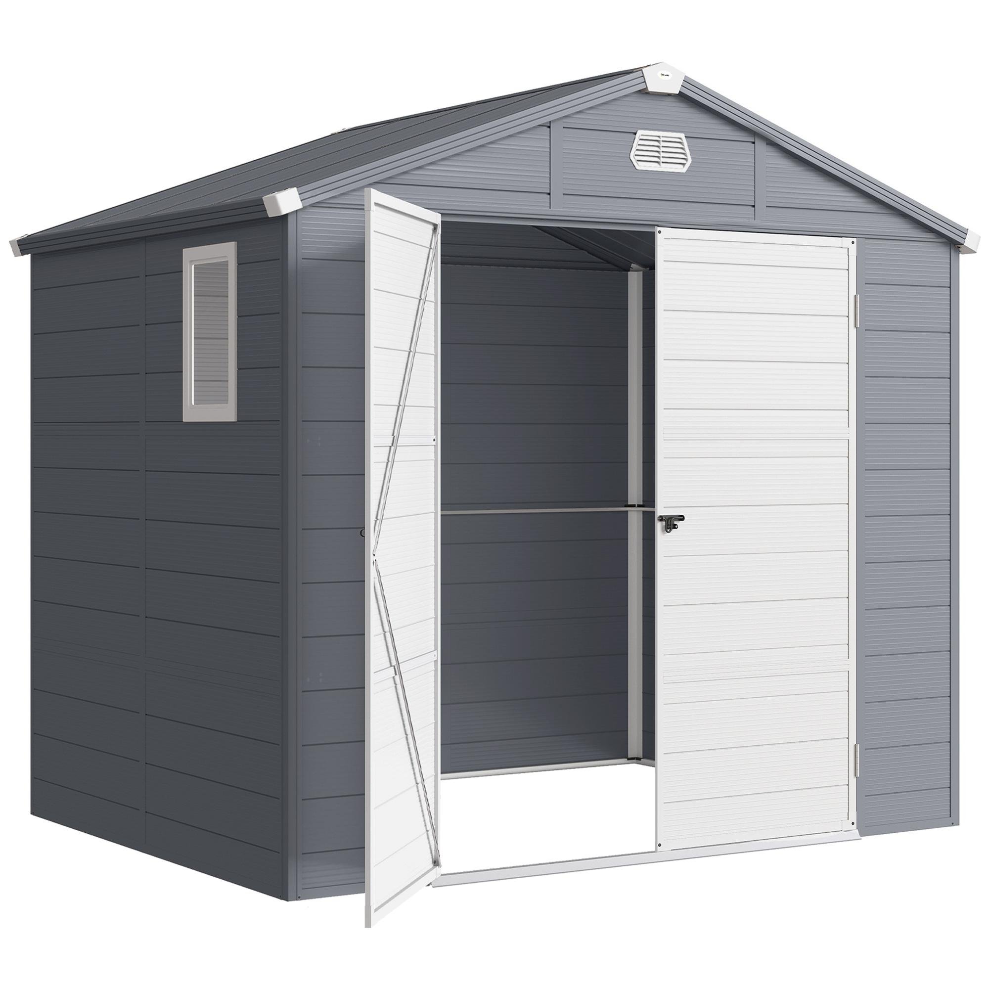 Light Grey 8x6 Garden Shed with Sloped Roof