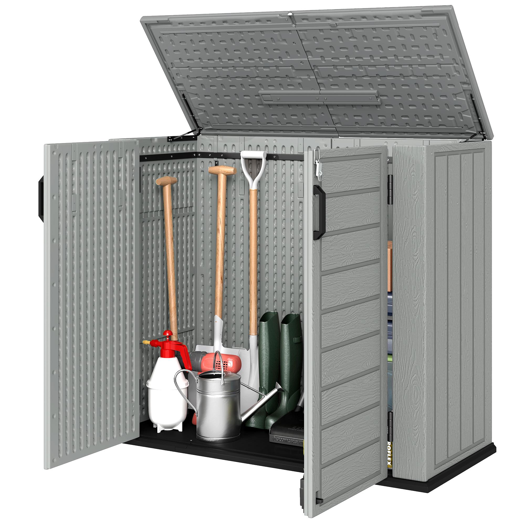 Light Grey Plastic Garden Shed with 248.3 Gal Capacity