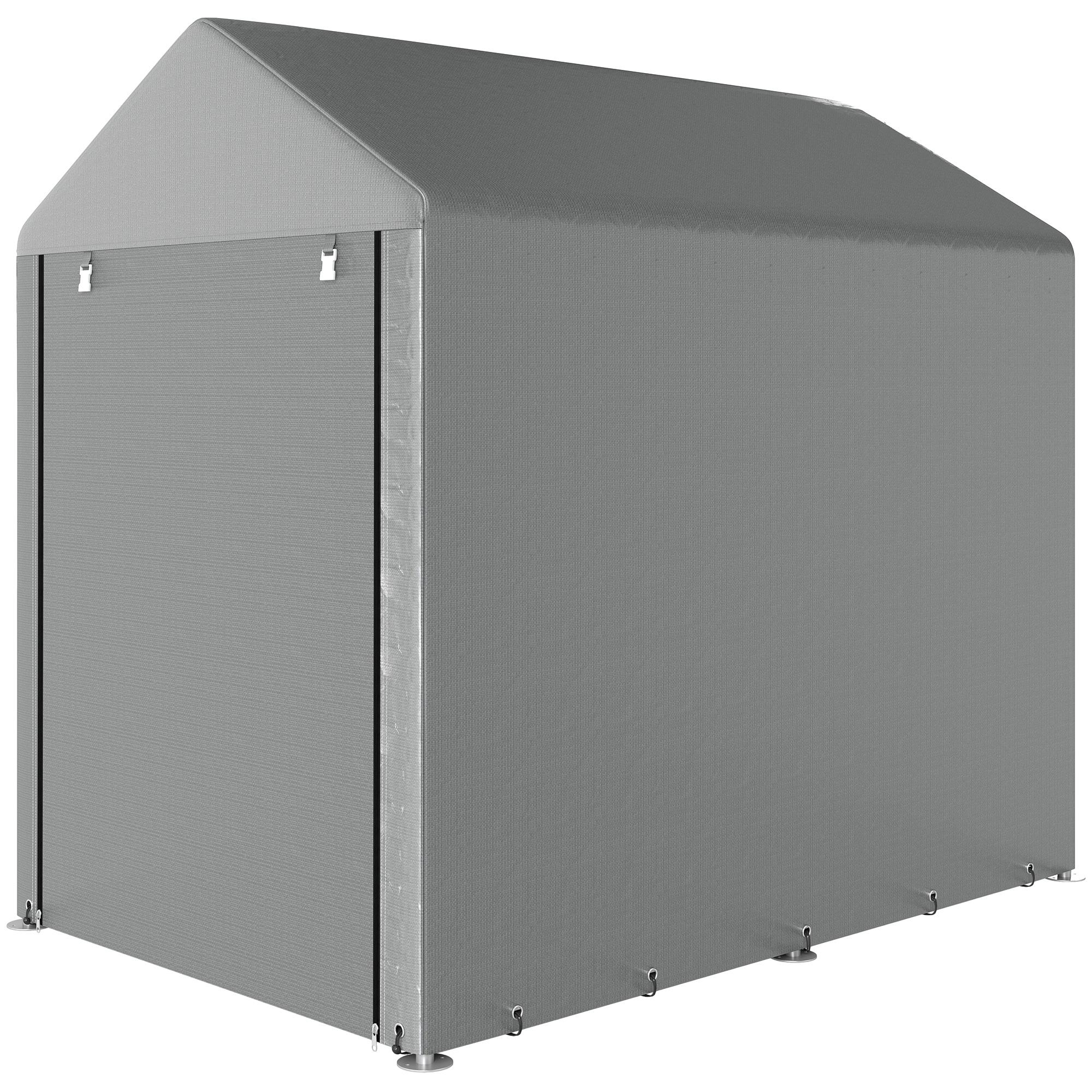 Light Grey 4x6 Storage Tent with Zipped Door