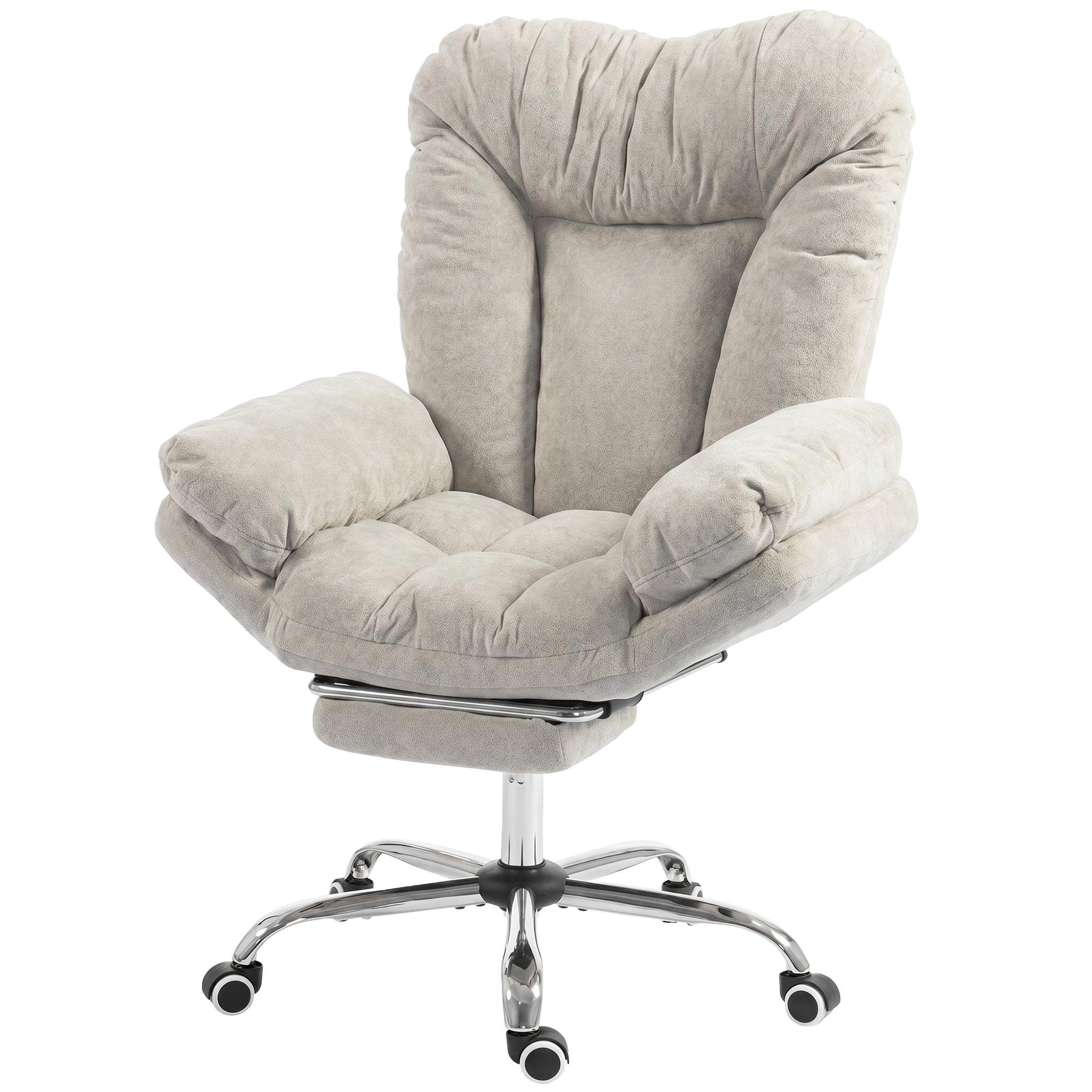 Light Grey Wide Office Chair with Footrest
