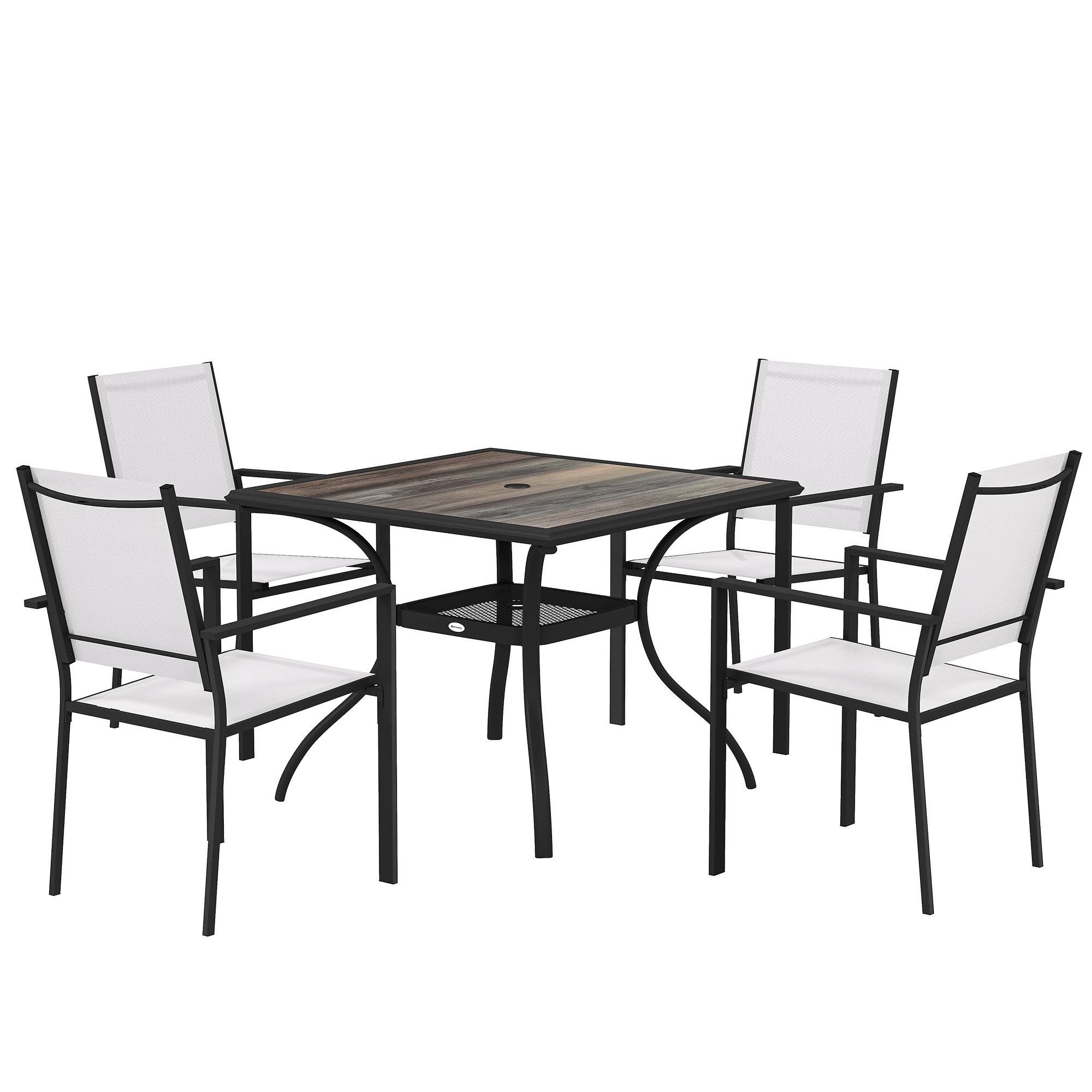 Light Grey Texteline Dining Set with Umbrella Hole