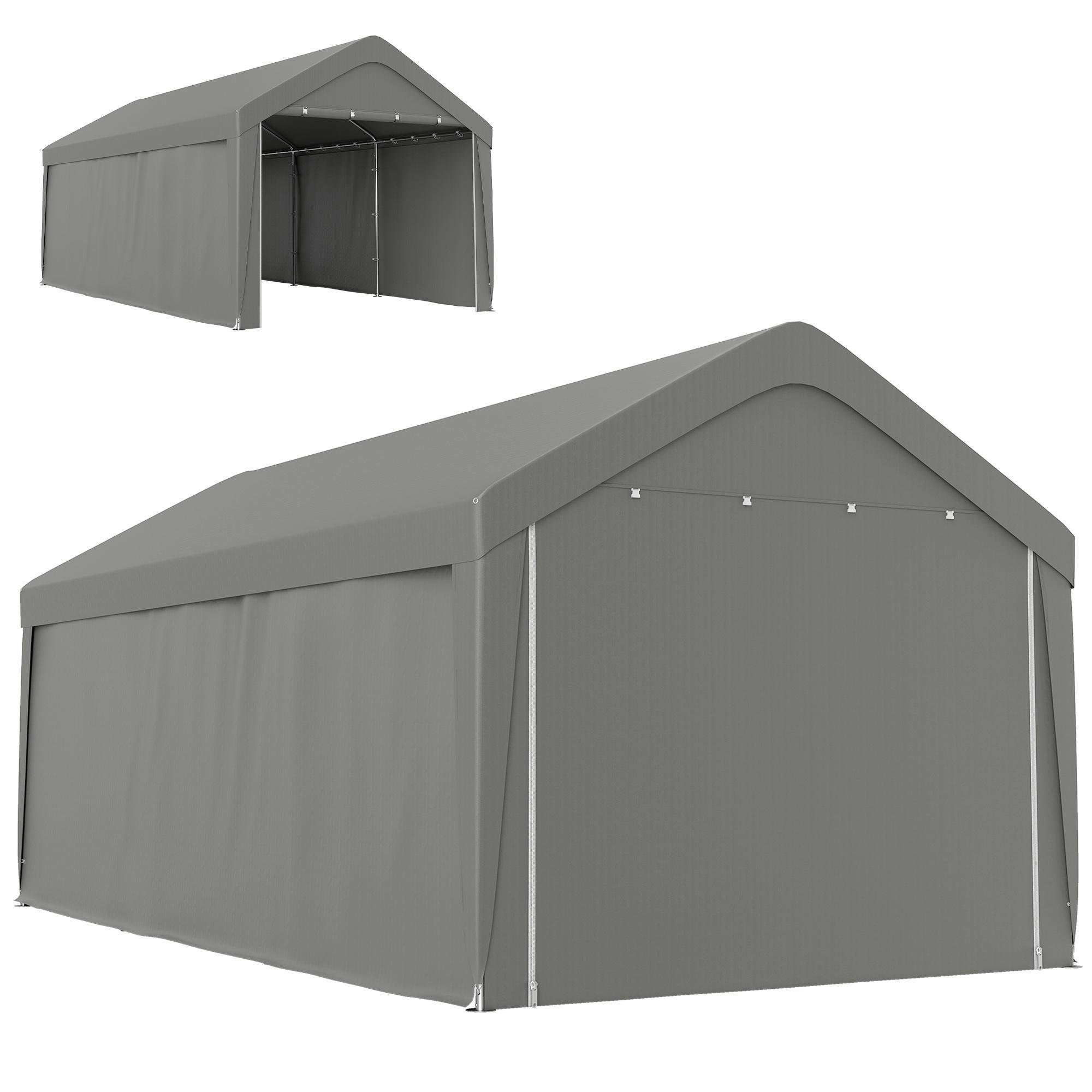 10 x 20 PE shelter with roll-up doors, light grey