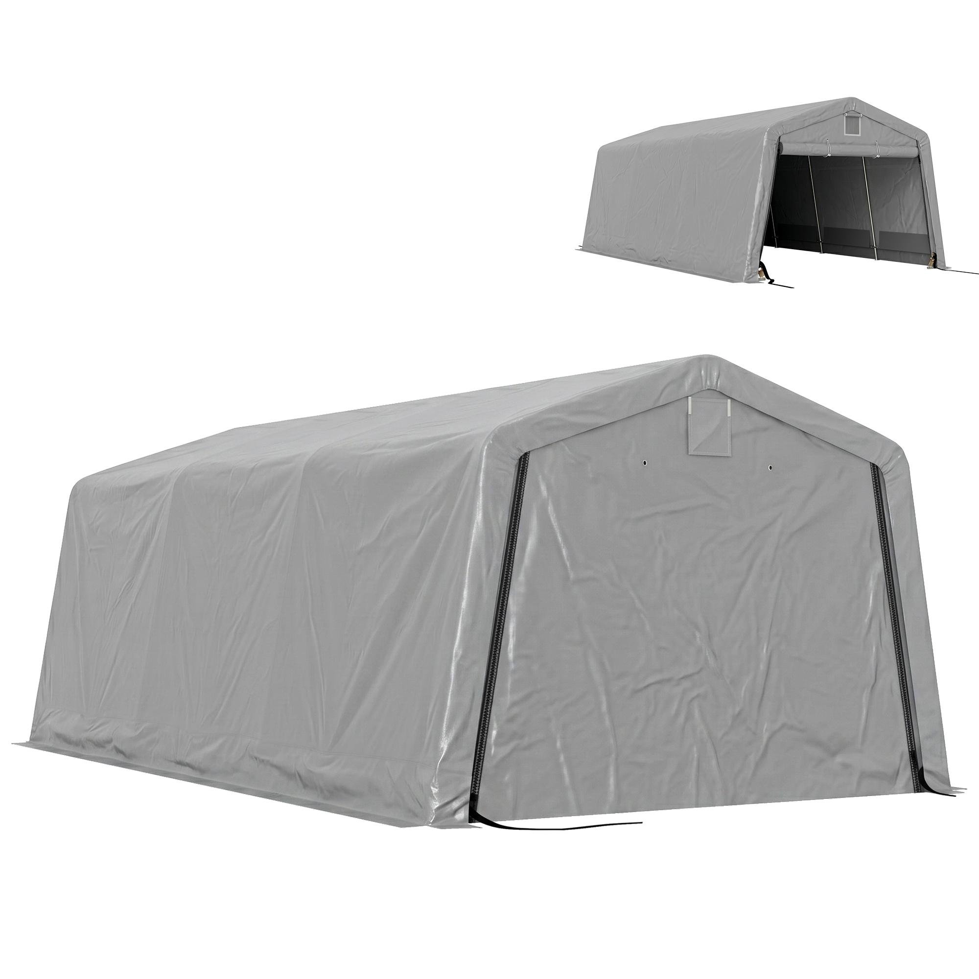 Light Grey Carport with Ventilation Windows, 11' x 20'