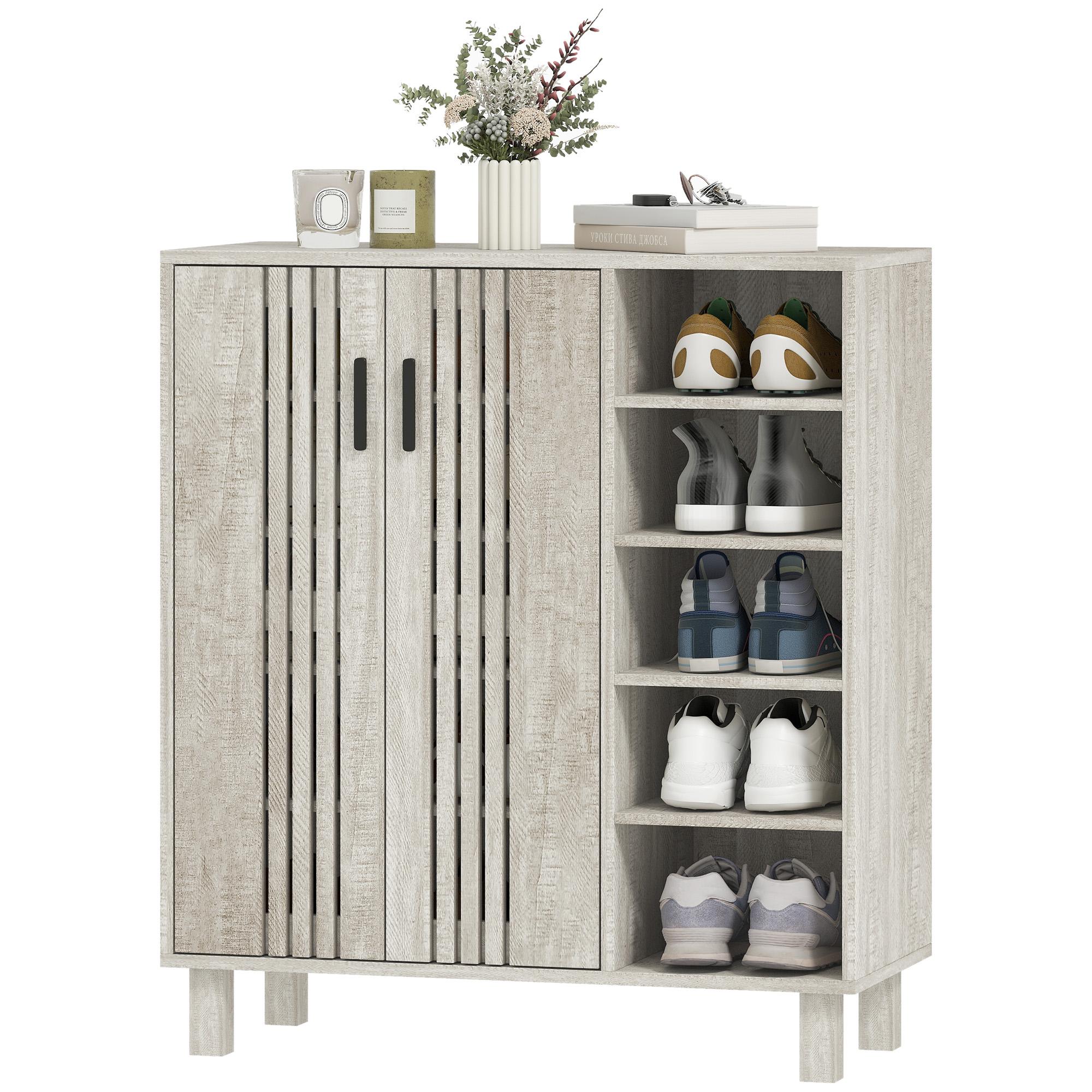 Light Grey 17 Pair Cabinet with Open Shelves