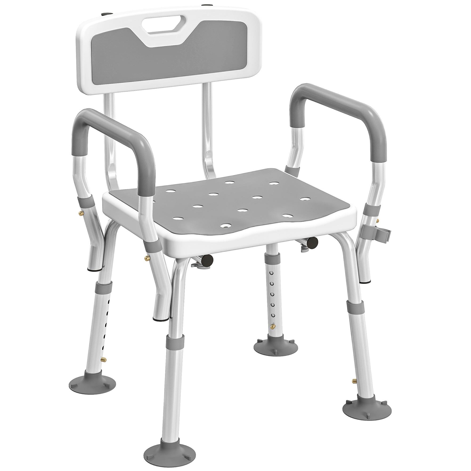 Light Grey Shower Chair with Padded Seat and Arms