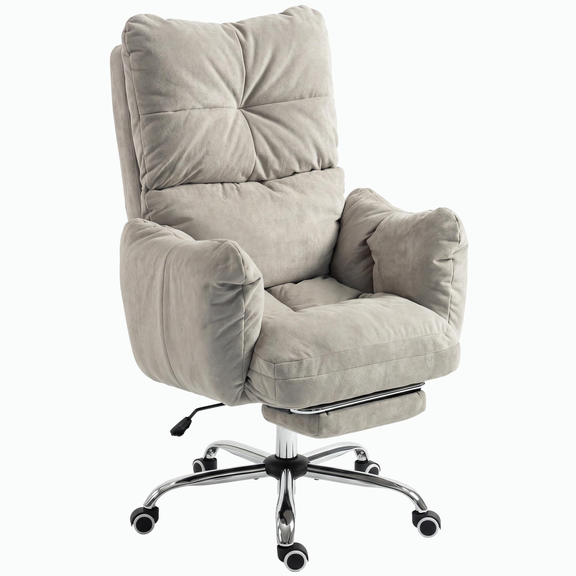 Light Grey Snow Flannel Chair with Reclining Footrest
