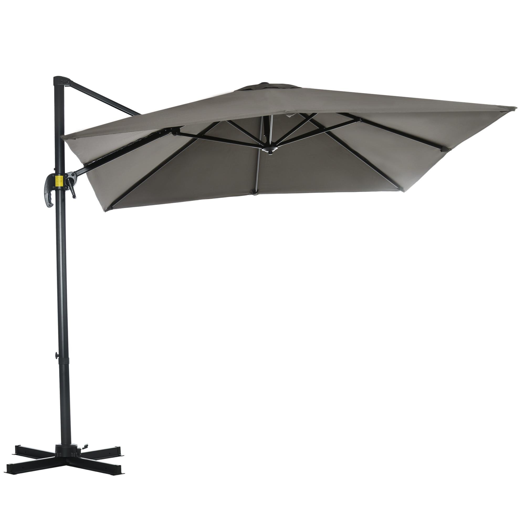 Light Grey Offset Umbrella with 360° Rotation, 8 ft