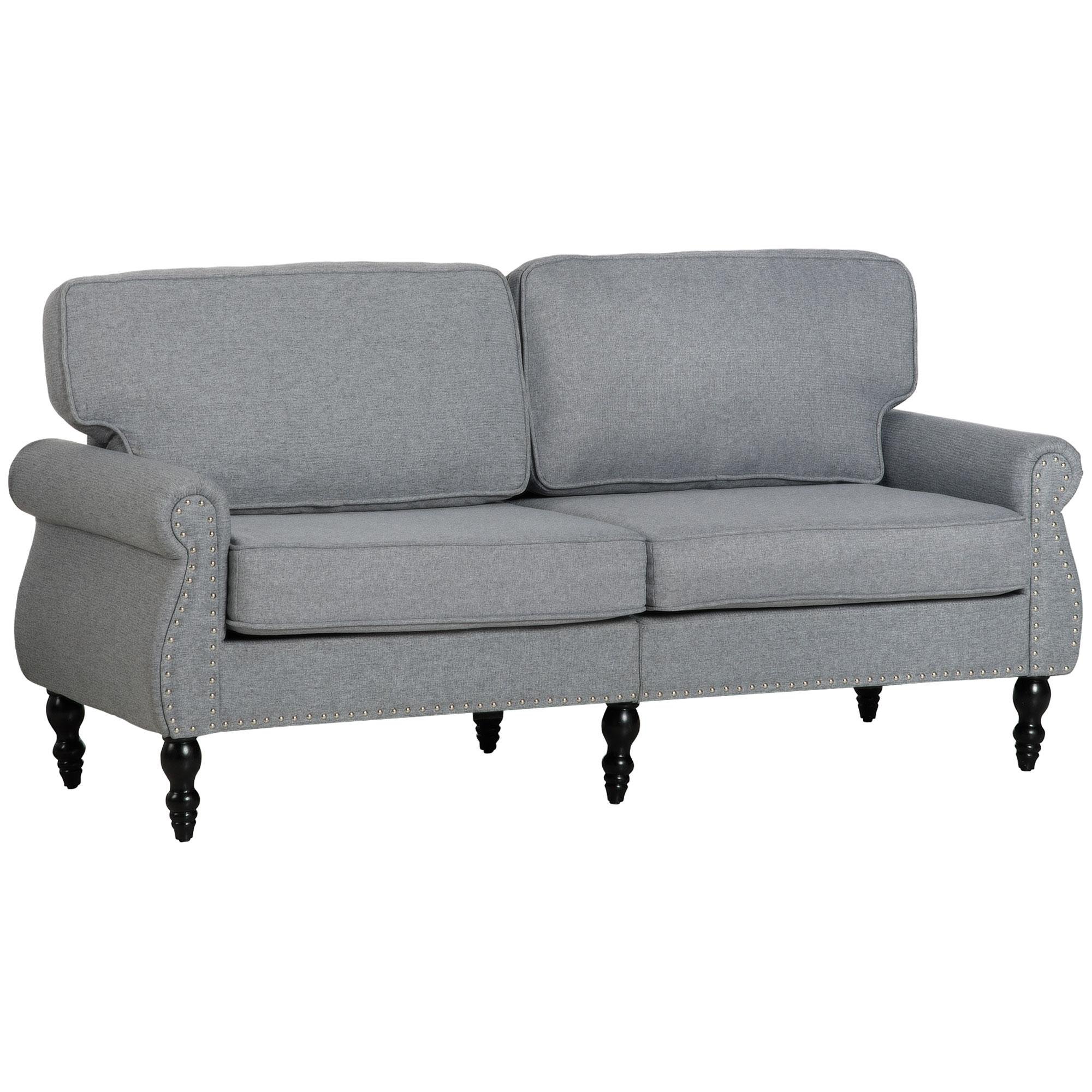 Light Grey Traditional Loveseat with Sponge Padding
