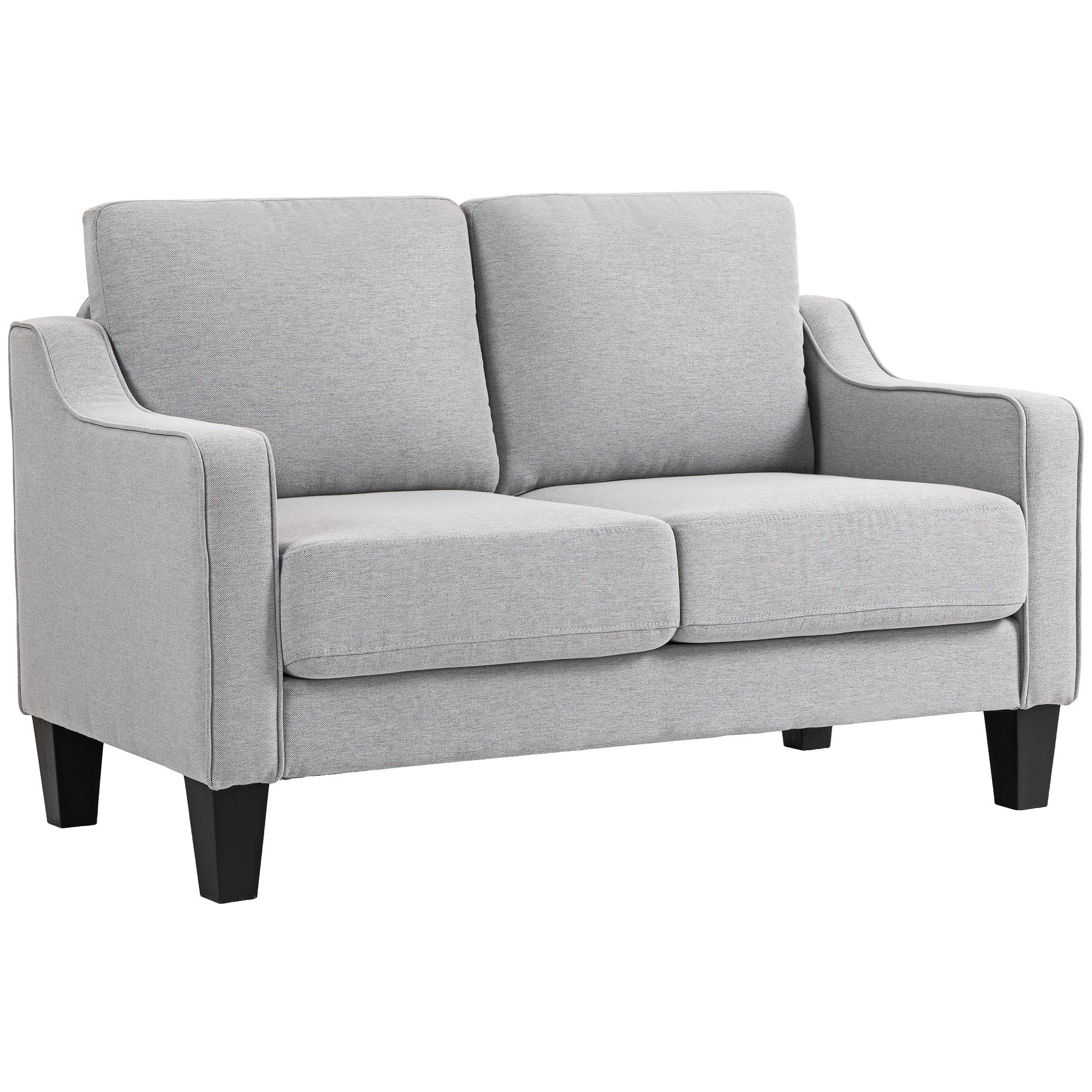 Light Grey Linen-Feel Sofa with Pocket Spring