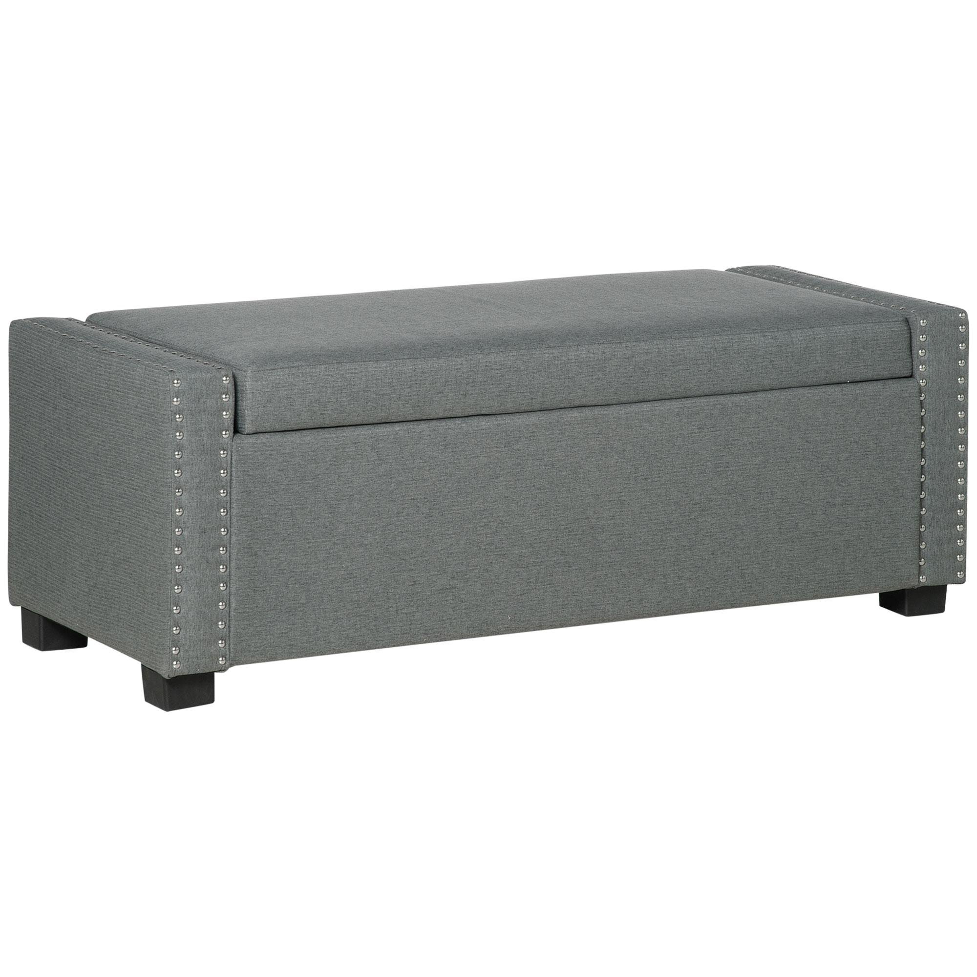 Light Grey Flip Top Bench with Enclosed Storage, 47.25 Inch