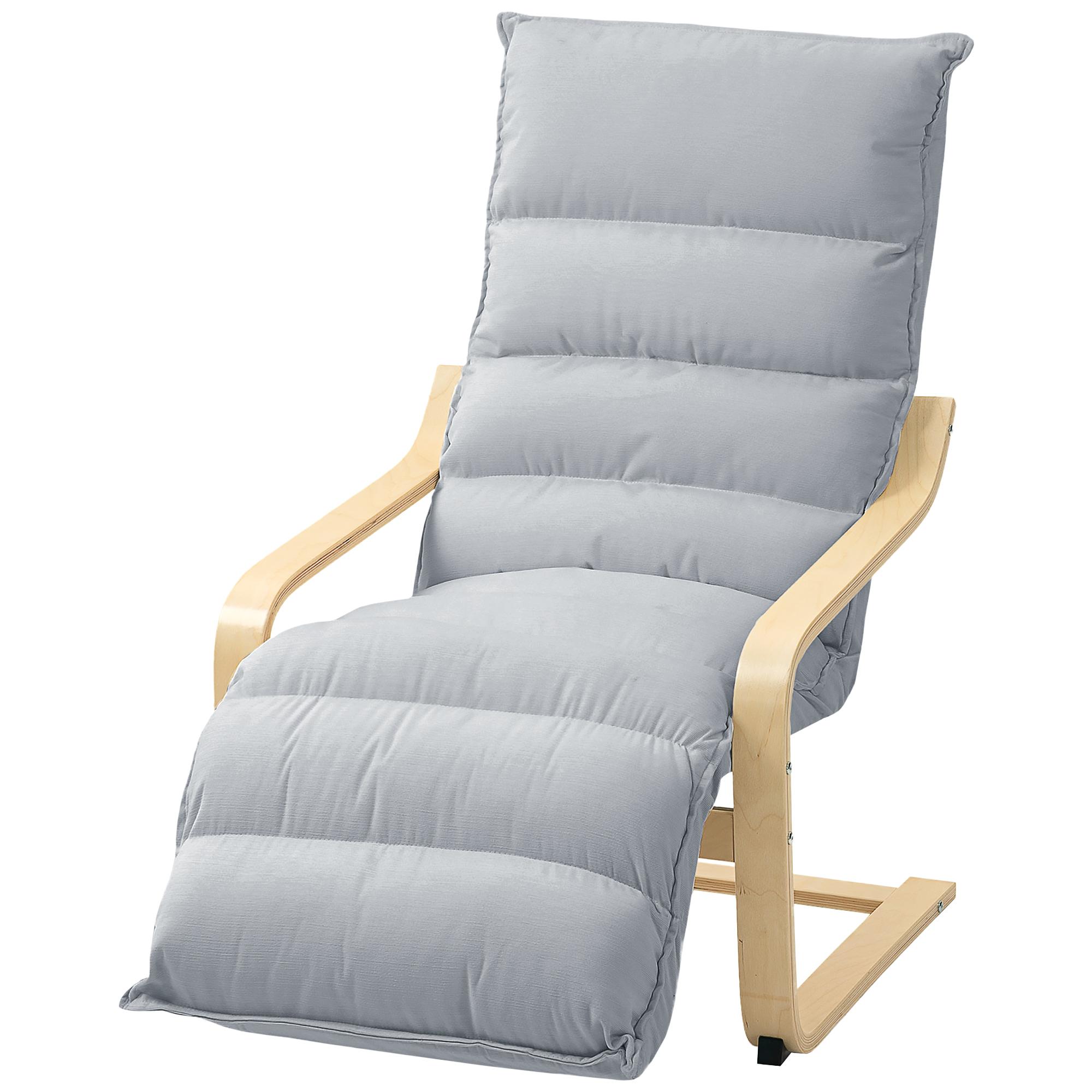 Light Grey Velvet Footrest Chair with Birch Frame