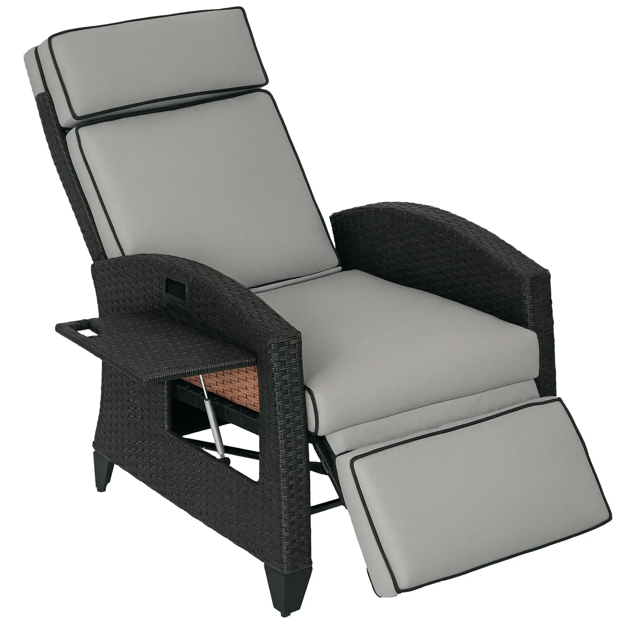 Light Grey Patio Recliner with Adjustable Backrest and Footrest