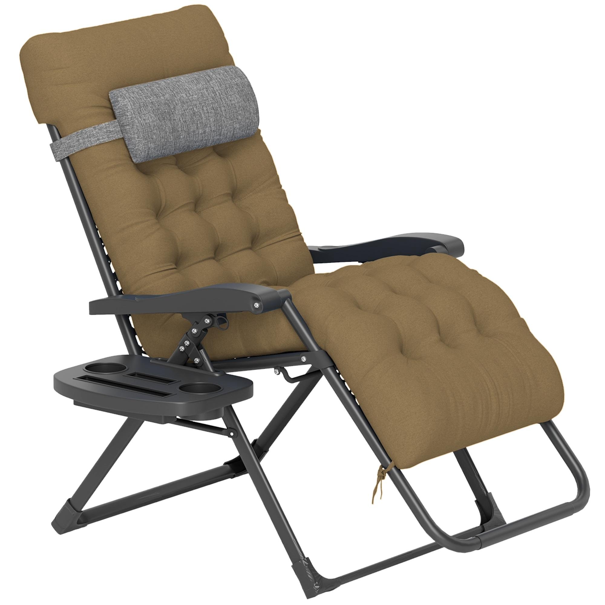 Light Khaki Padded Lounger with Adjustable Backrest