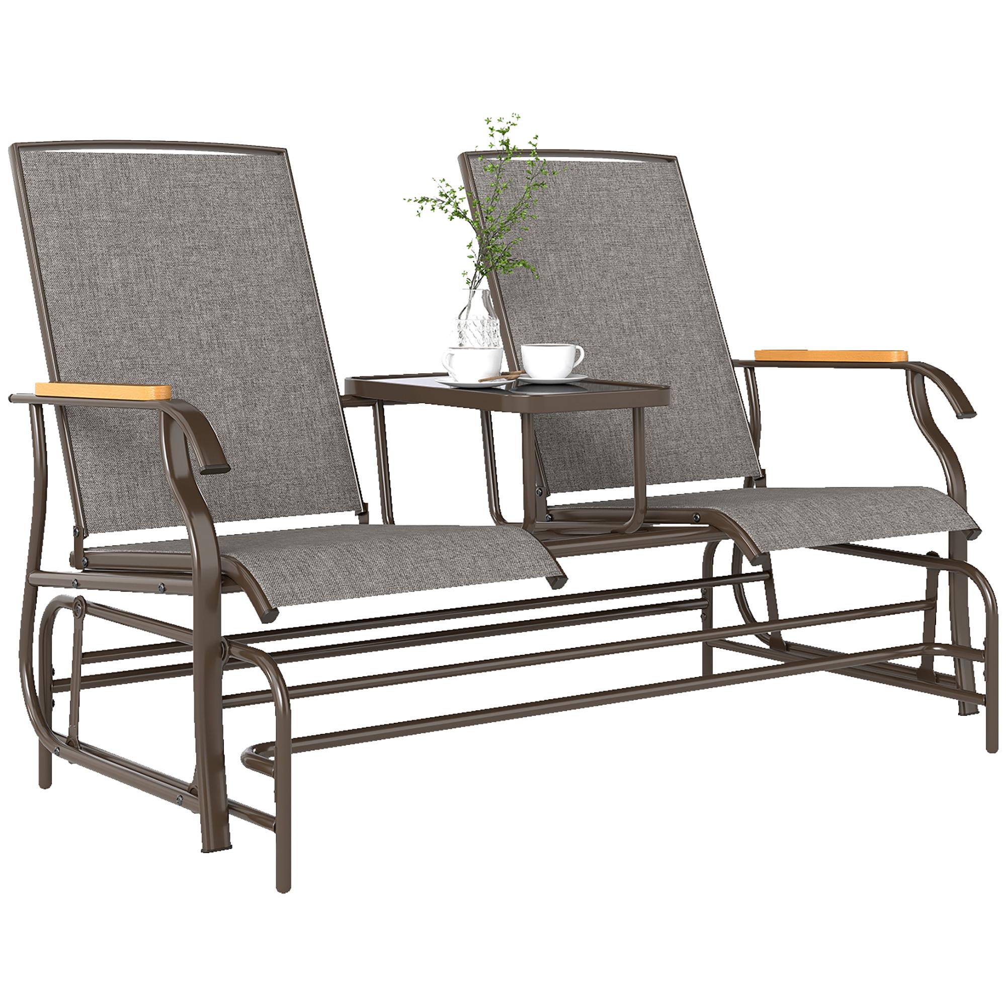 Light Mixed Brown Glider with Breathable Mesh and Table for Two