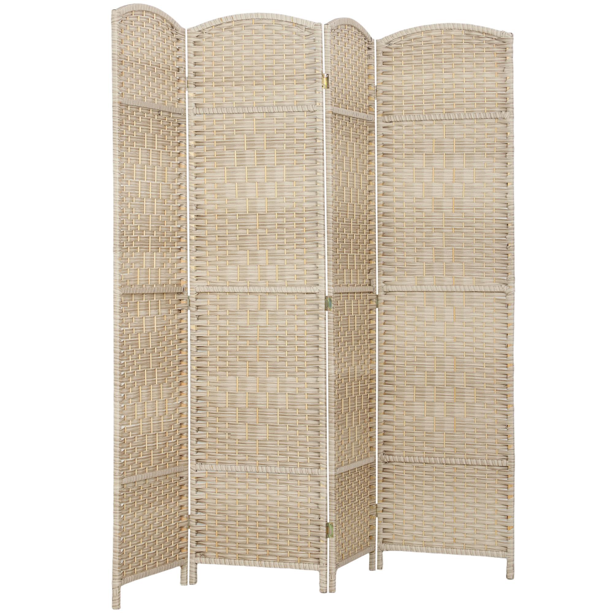 Light Oak Four Panel Screen, Folding Privacy Room Divider
