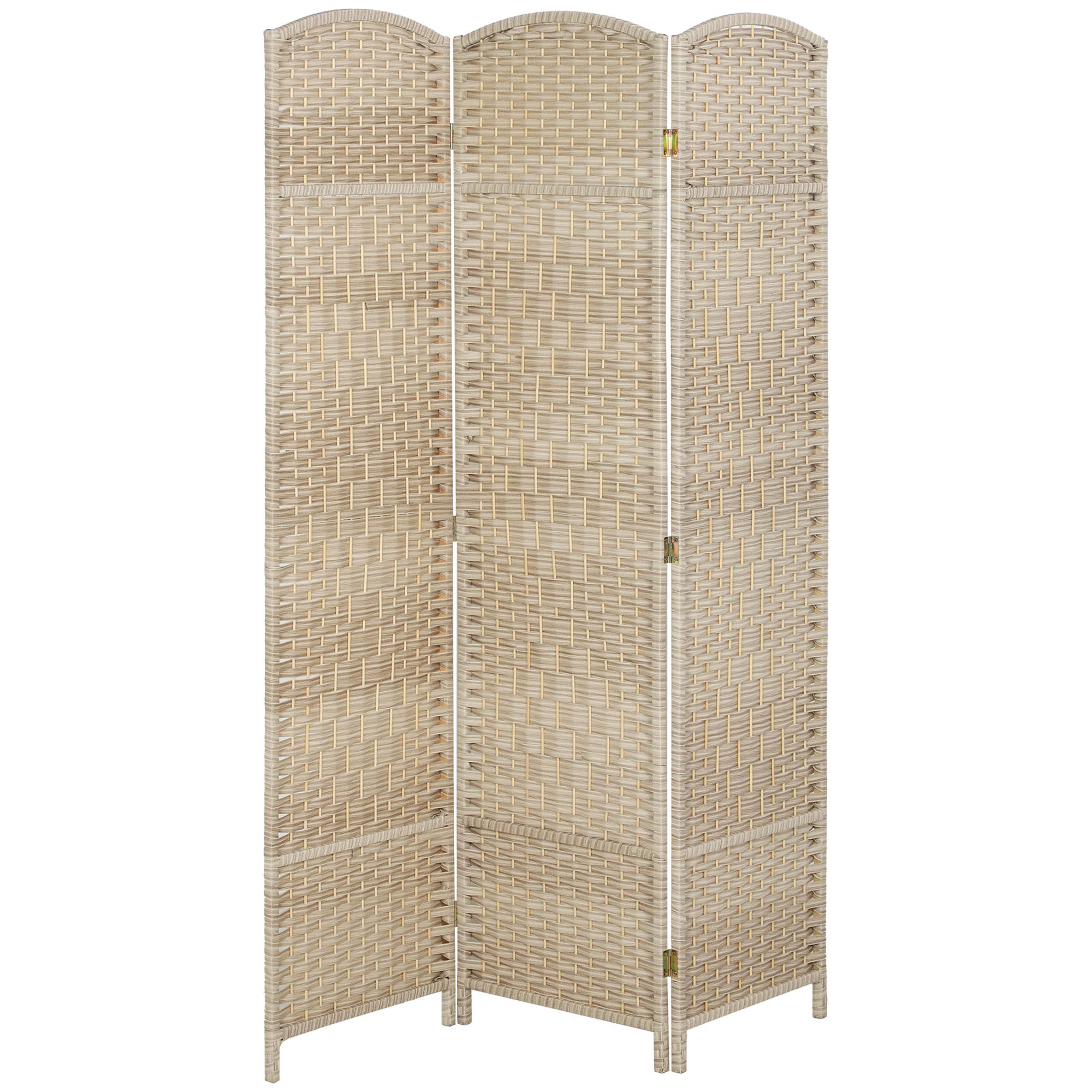 Light Oak Polypropylene Divider, 3 Panel Folding Privacy Screen