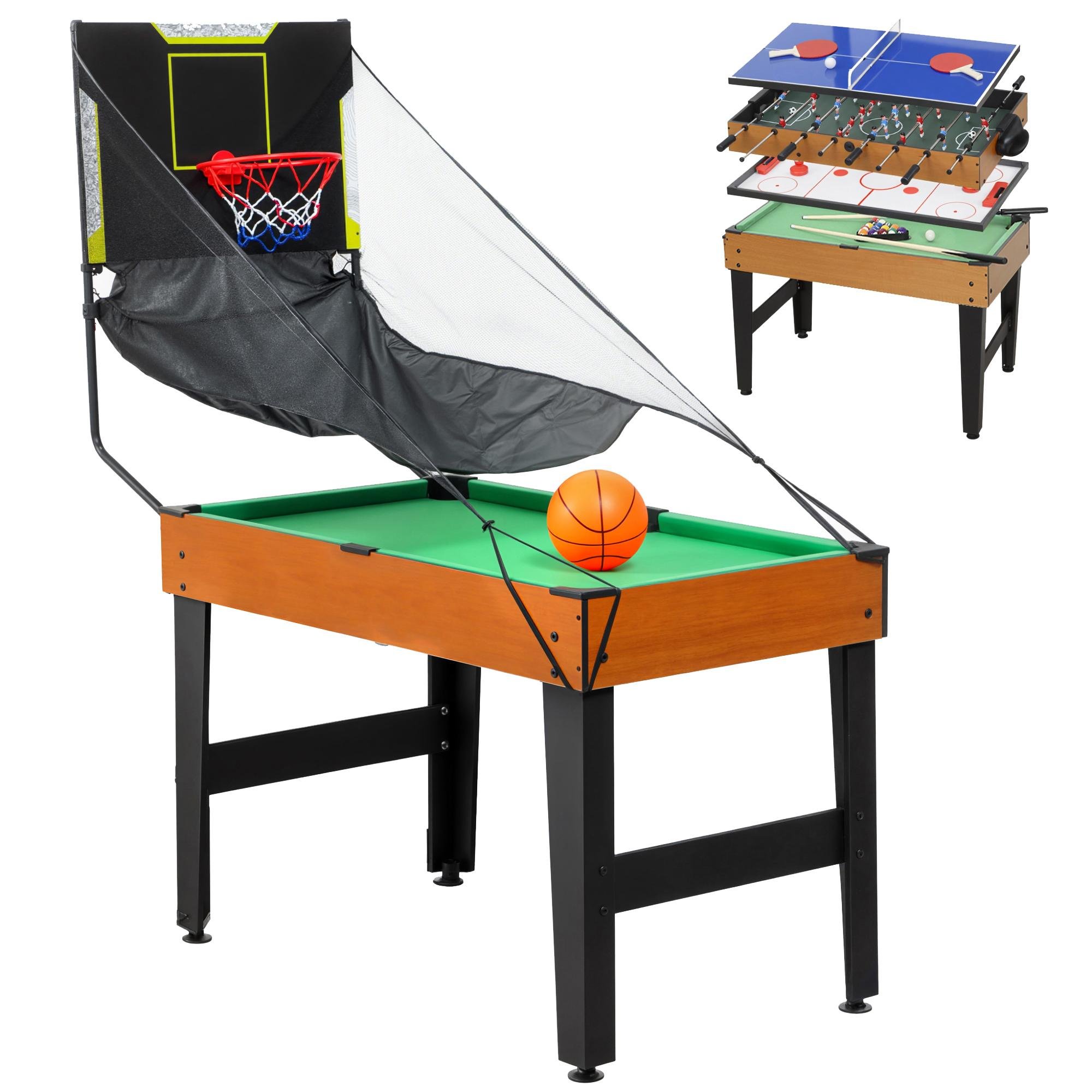 Light Walnut 5-in-1 Game Table for Home Play