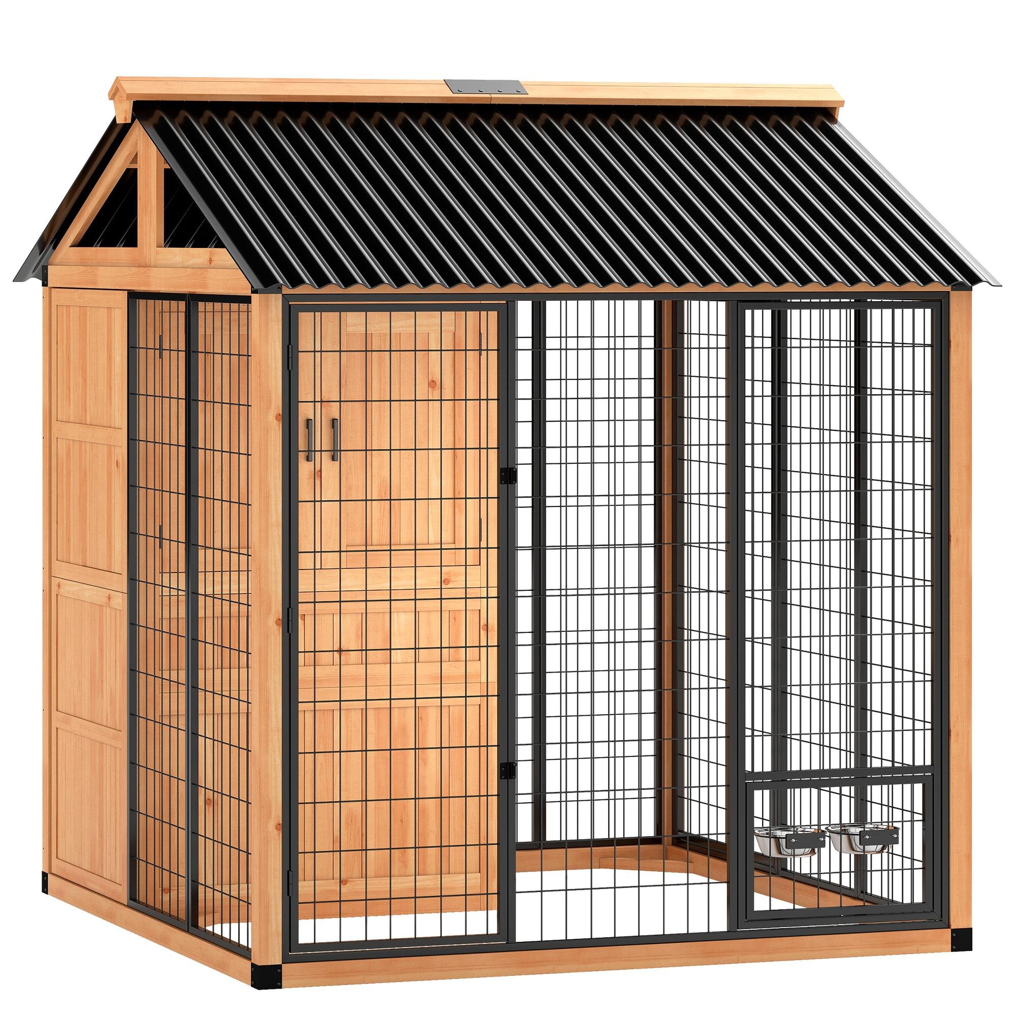 86 Inch Fir Dog House with Walk-In Design