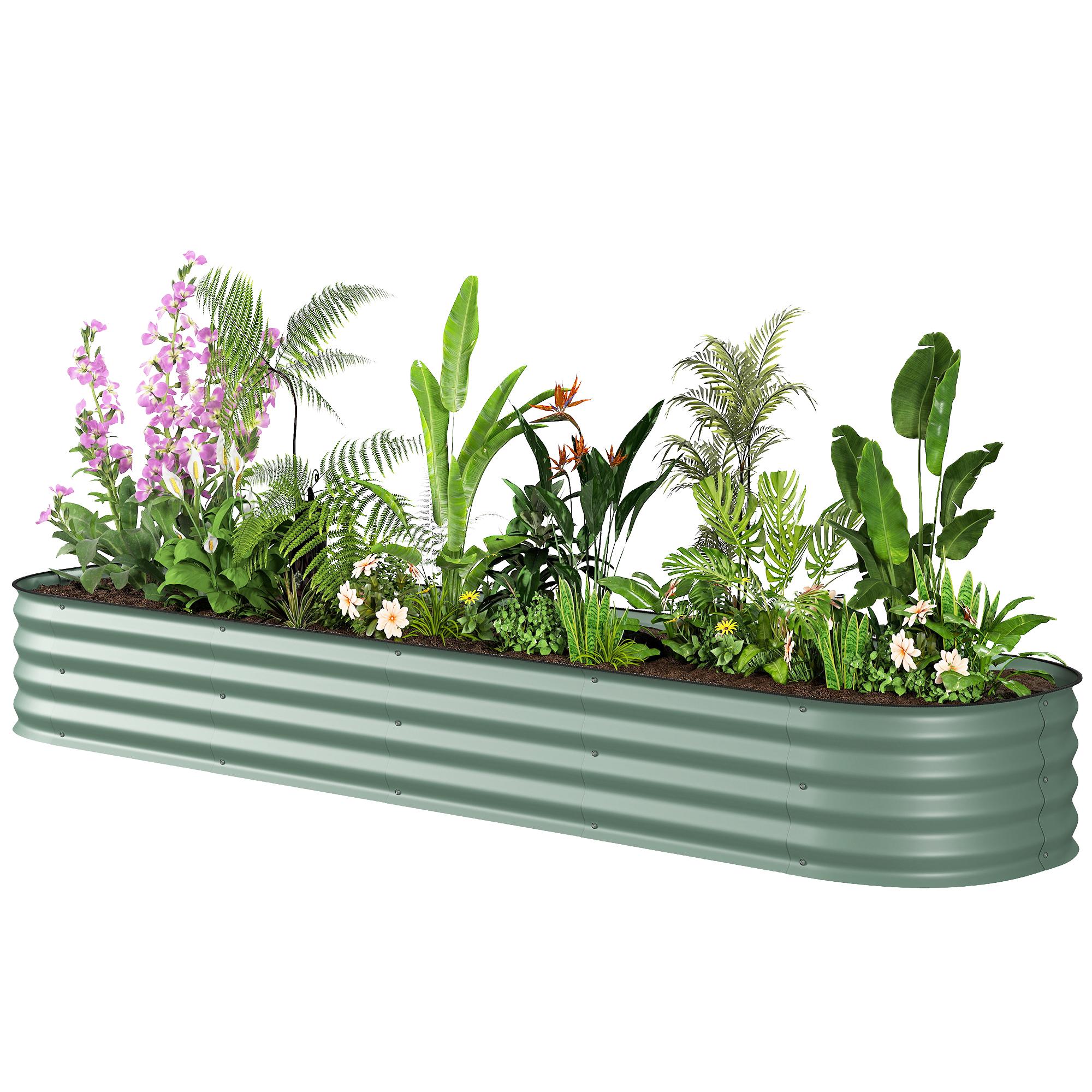 Green Modular Galvanized Bed, 7.9 x 2 x 1 ft