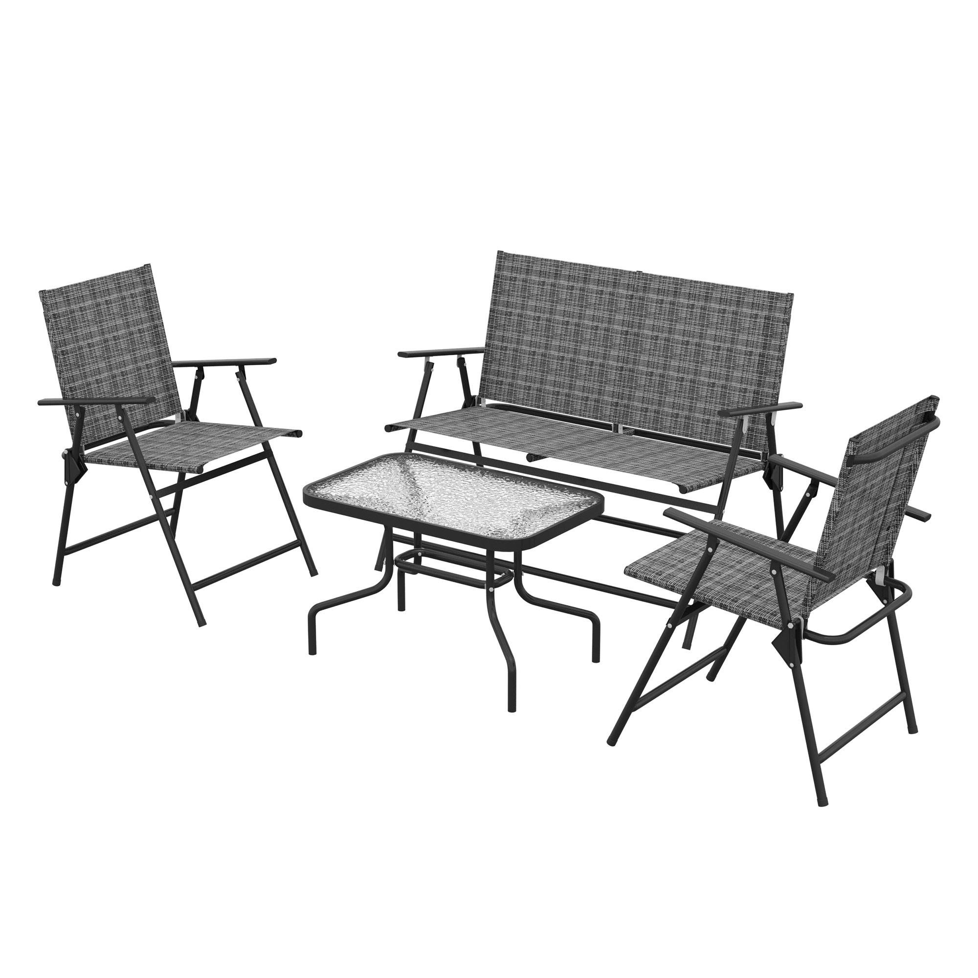 Mixed Grey Steel Patio Set with Foldable Seating
