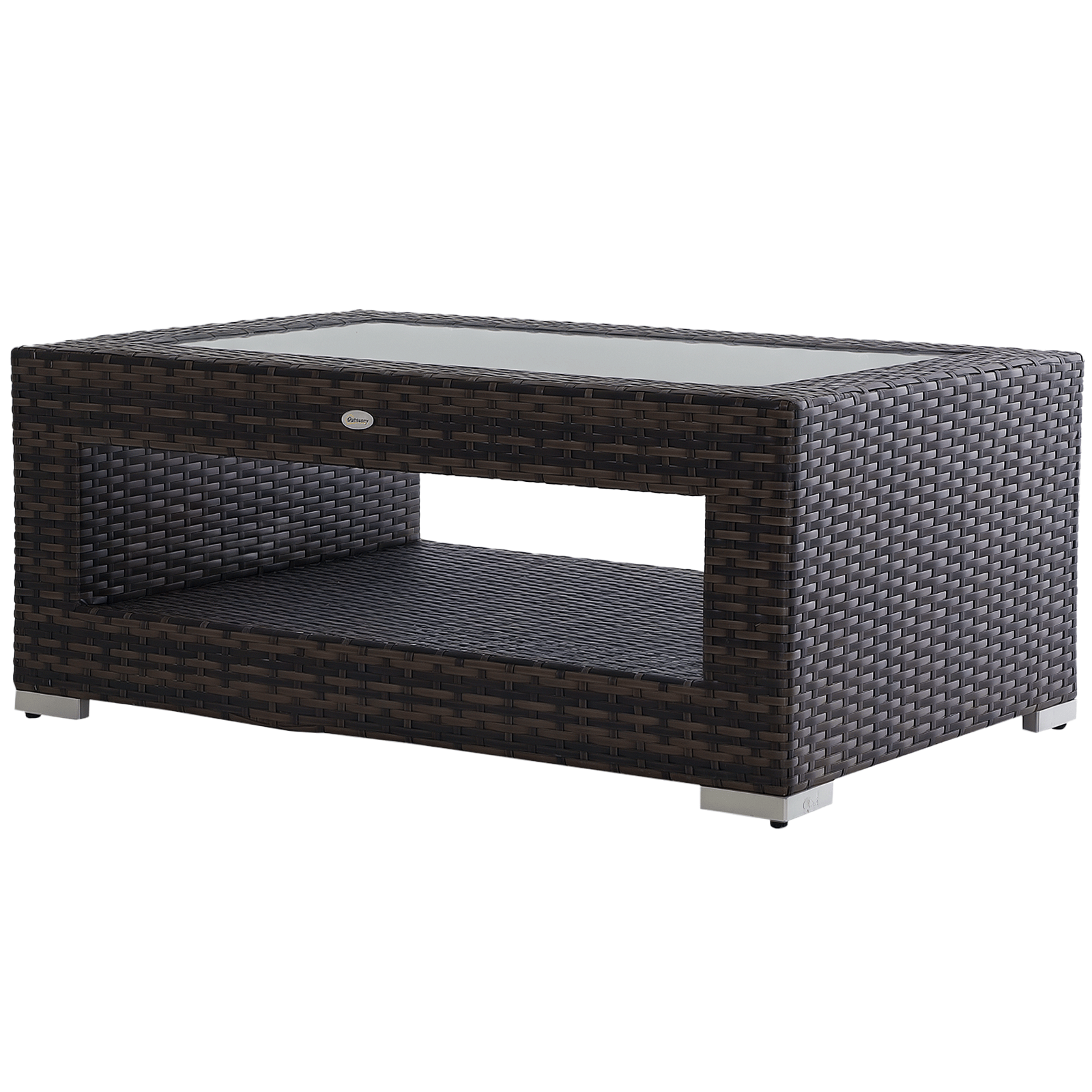 Mixed Grey Two Tier Table with Tempered Glass