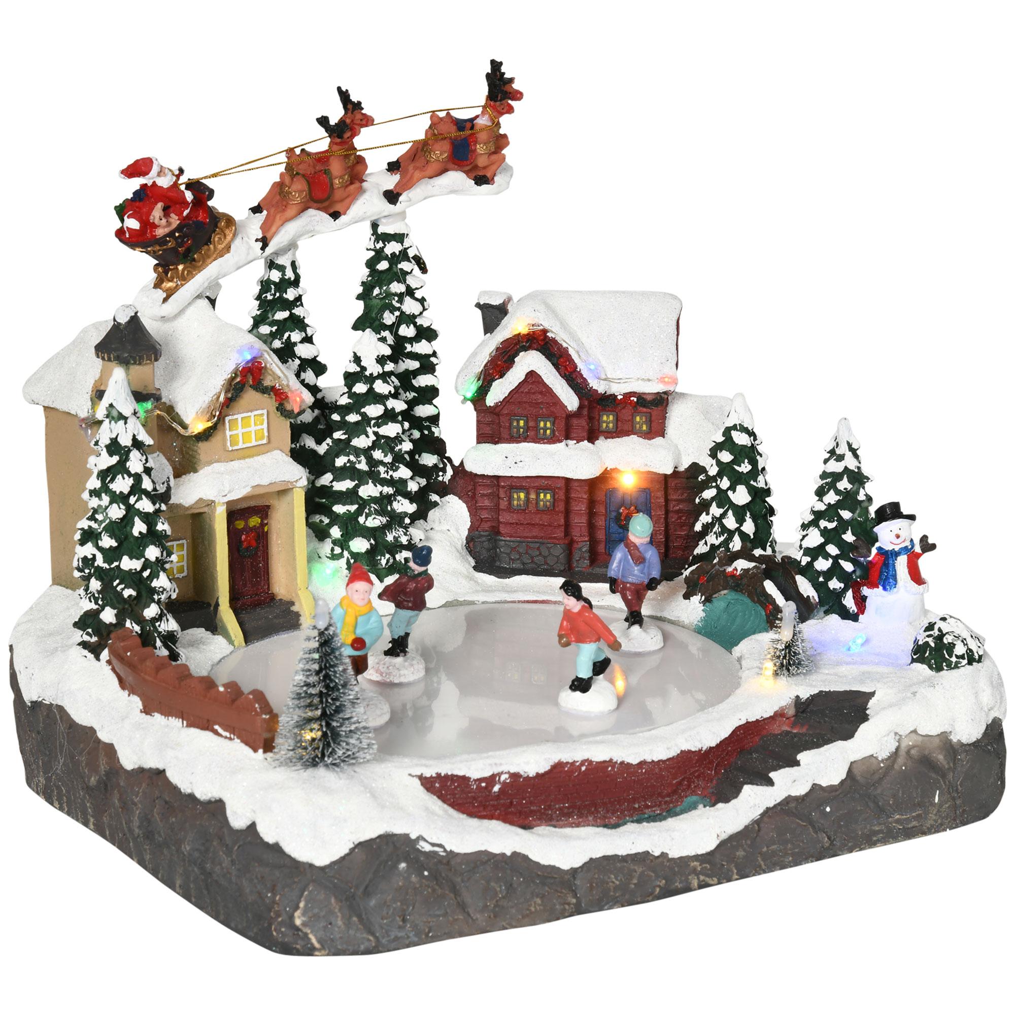 LED Skating Christmas Village with Moving Skaters, 11.8 in