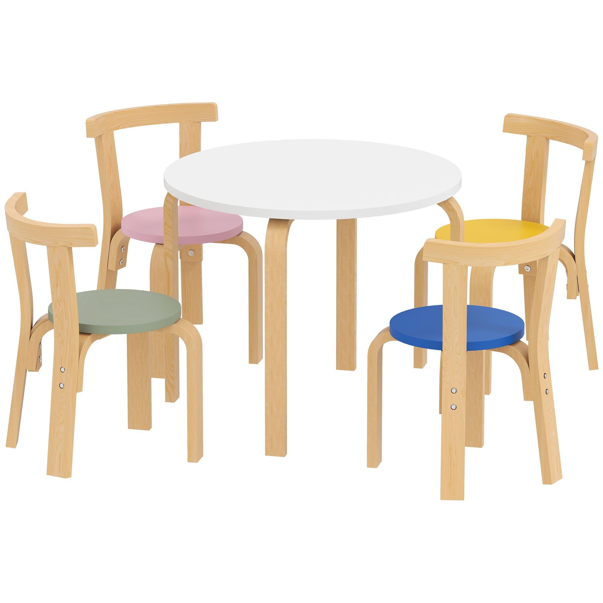 multi-coloured poplar kids table set, 5-piece for ages 3-8