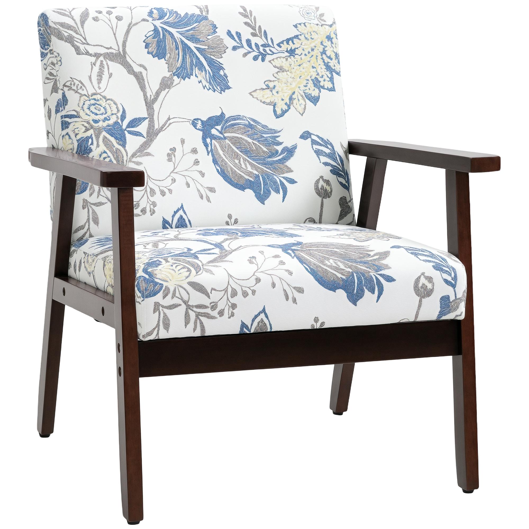Multicolour Floral Accent Chair with Thick Padding, 26 in Wide