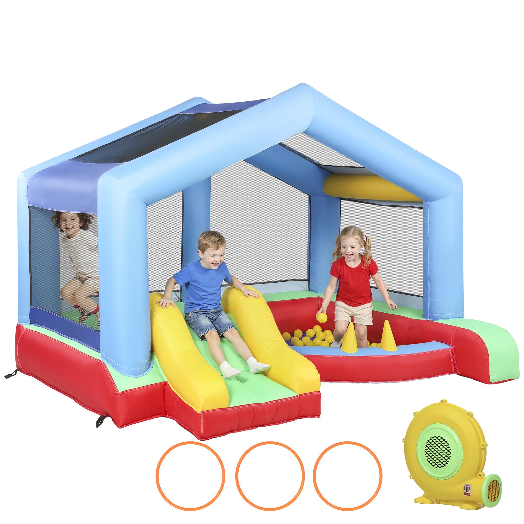 Multicolour Kids Bounce House with Slide and Ball Pit
