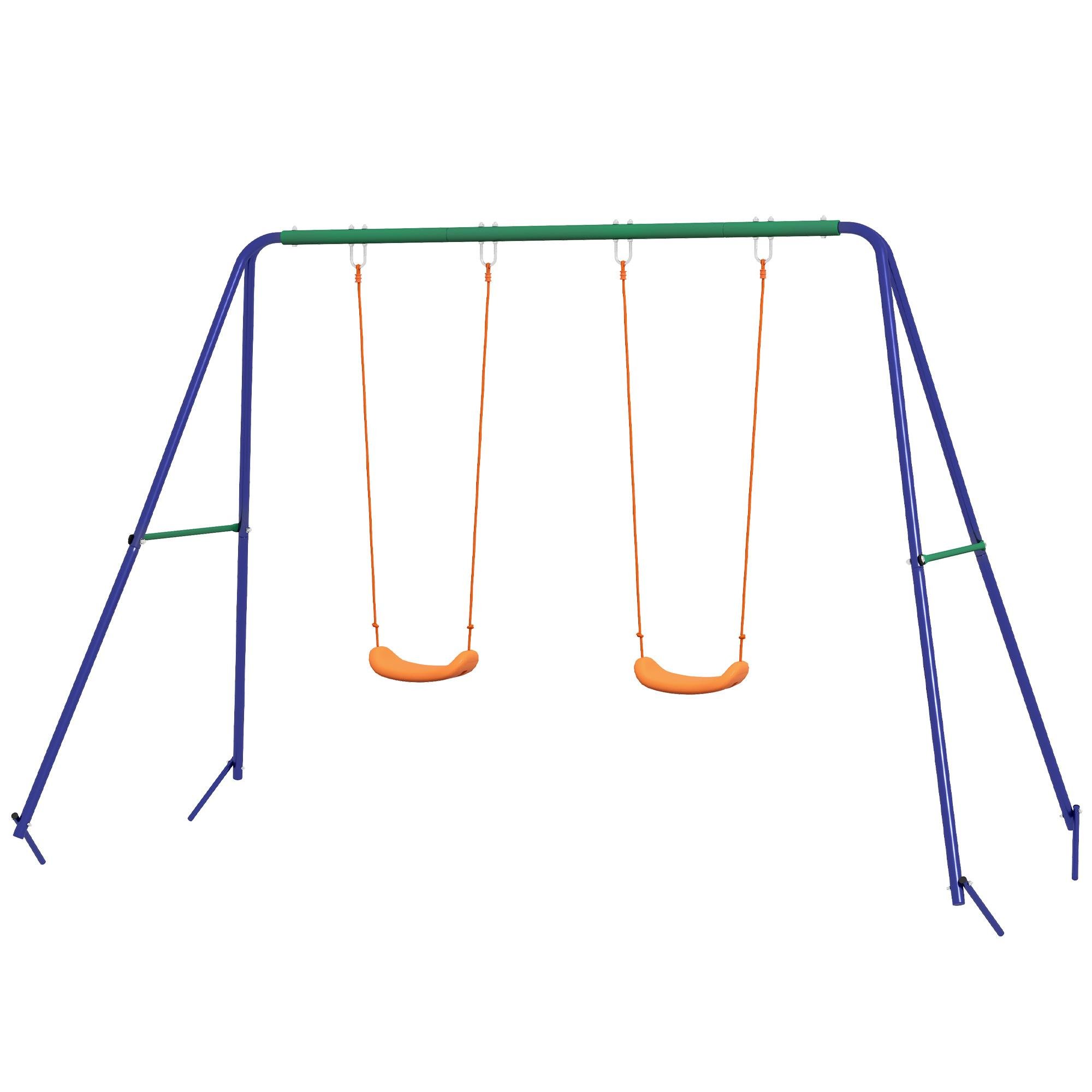 Multicolour Outdoor Swing Frame with Two Seats for Kids