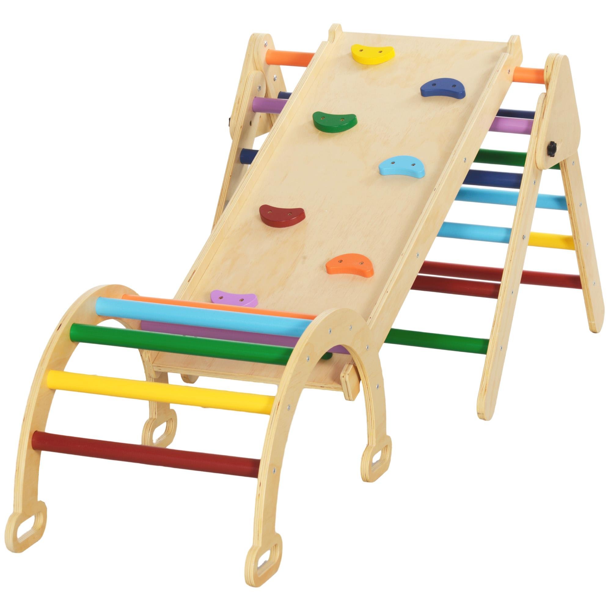 Multicolour Pinewood Pikler Set, 5-in-1 Toddler Climber