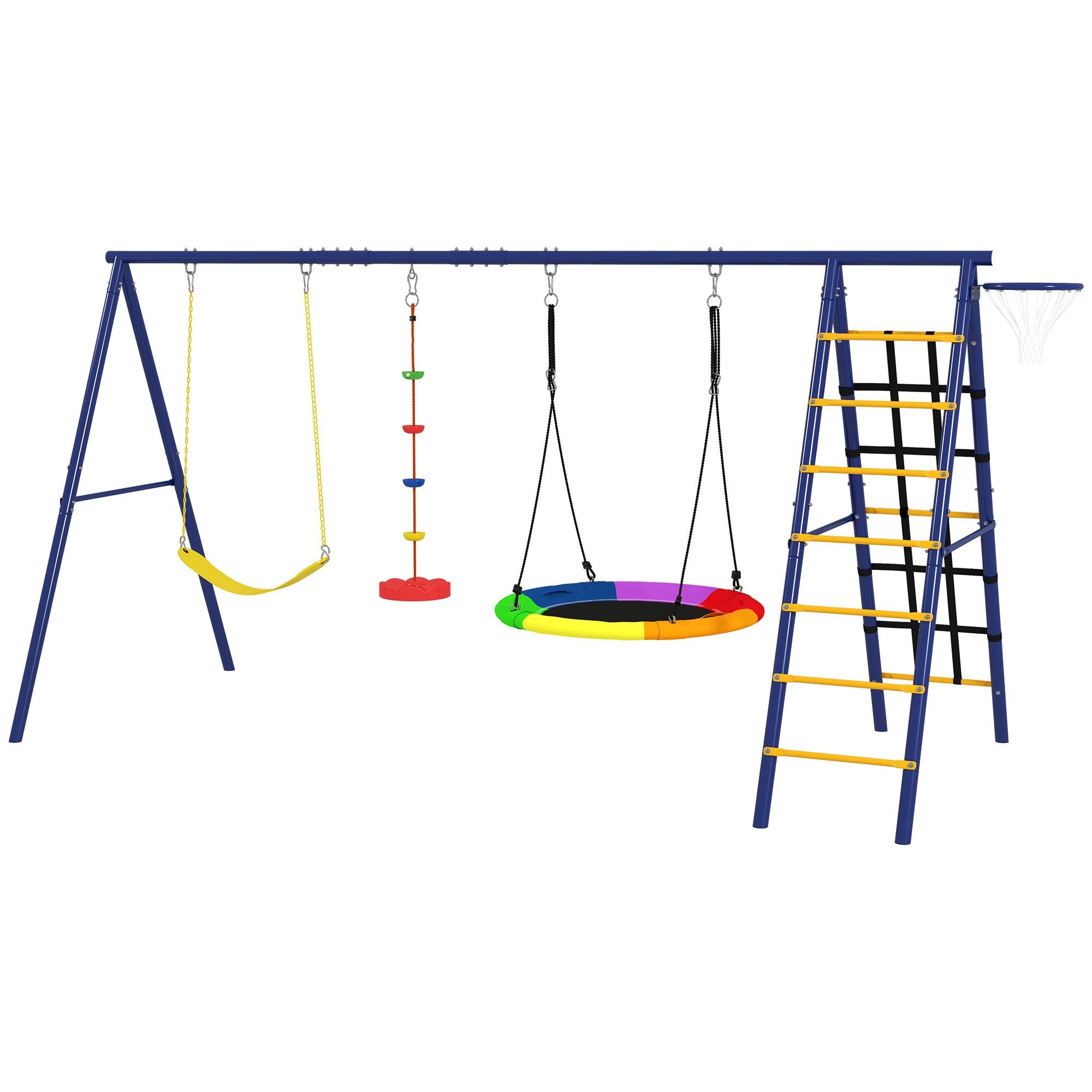 Multicolour Six-in-One Swing Set with Adjustable Swings