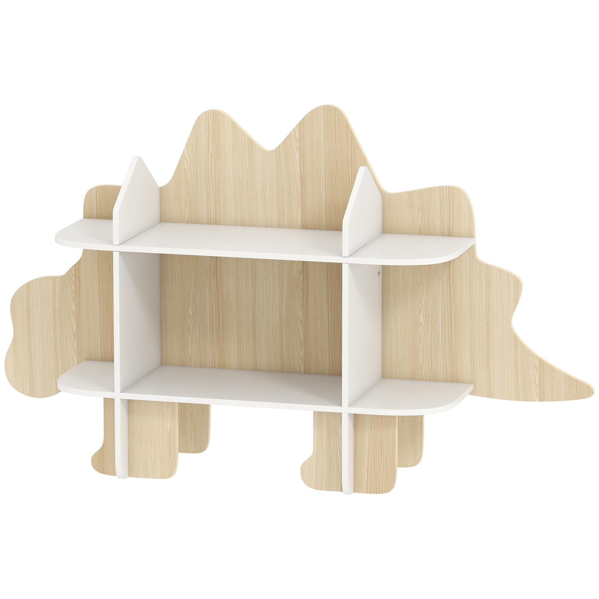 Natural Dinosaur Bookshelf, Six Compartments for Kids