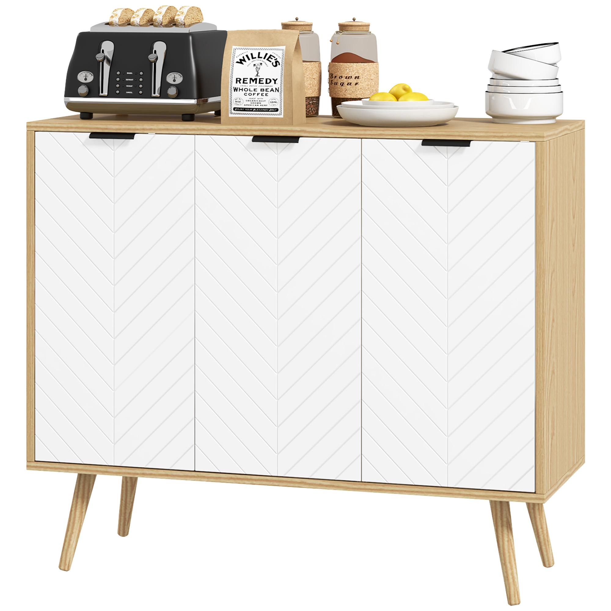 Natural Chevron Sideboard with Adjustable Shelves