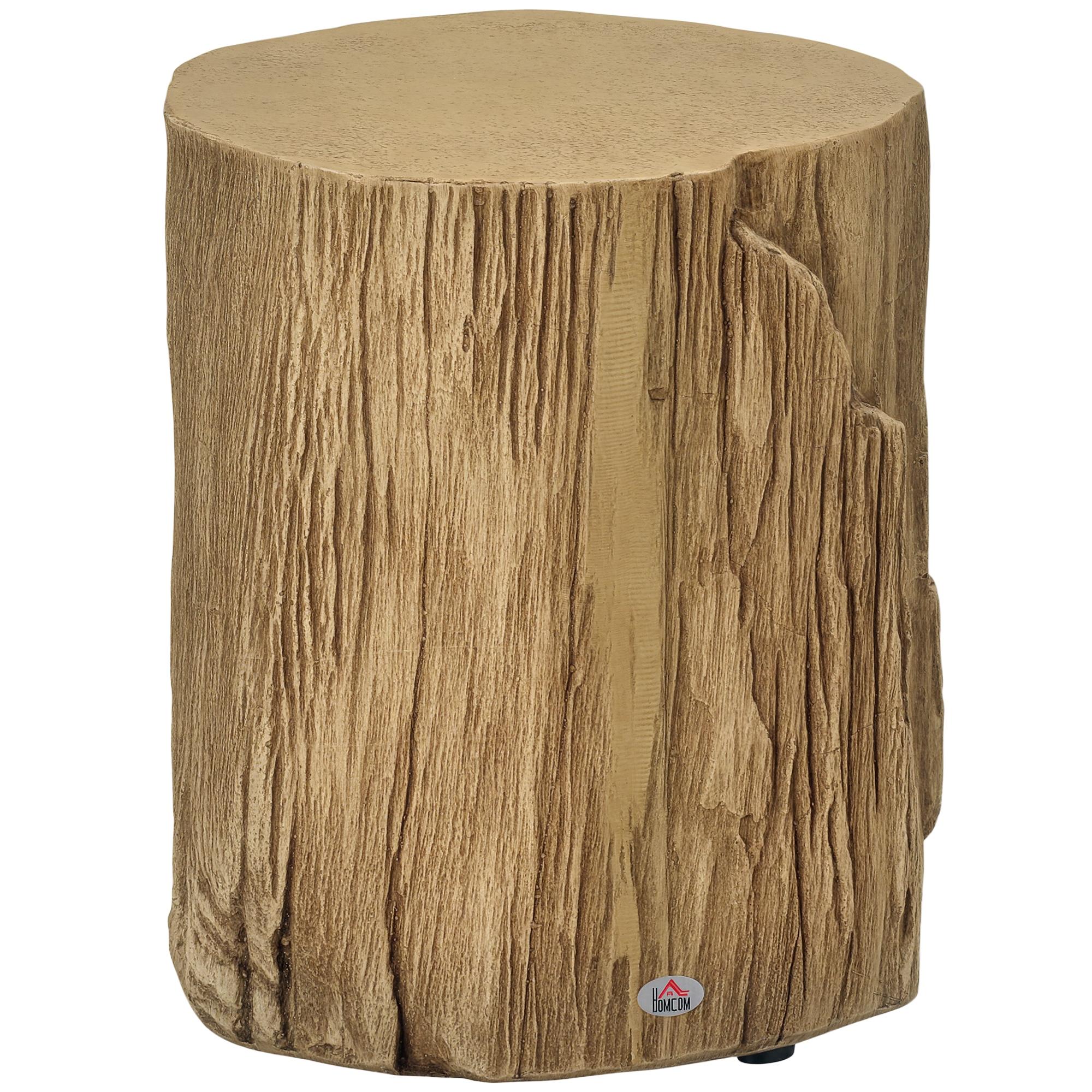 Brown Concrete Stump Table with Adjustable Feet, 17-Inch