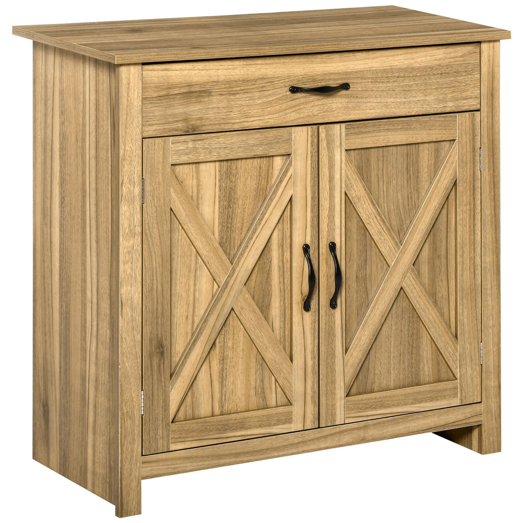 Natural Crossbuck Buffet Cabinet with Adjustable Shelving