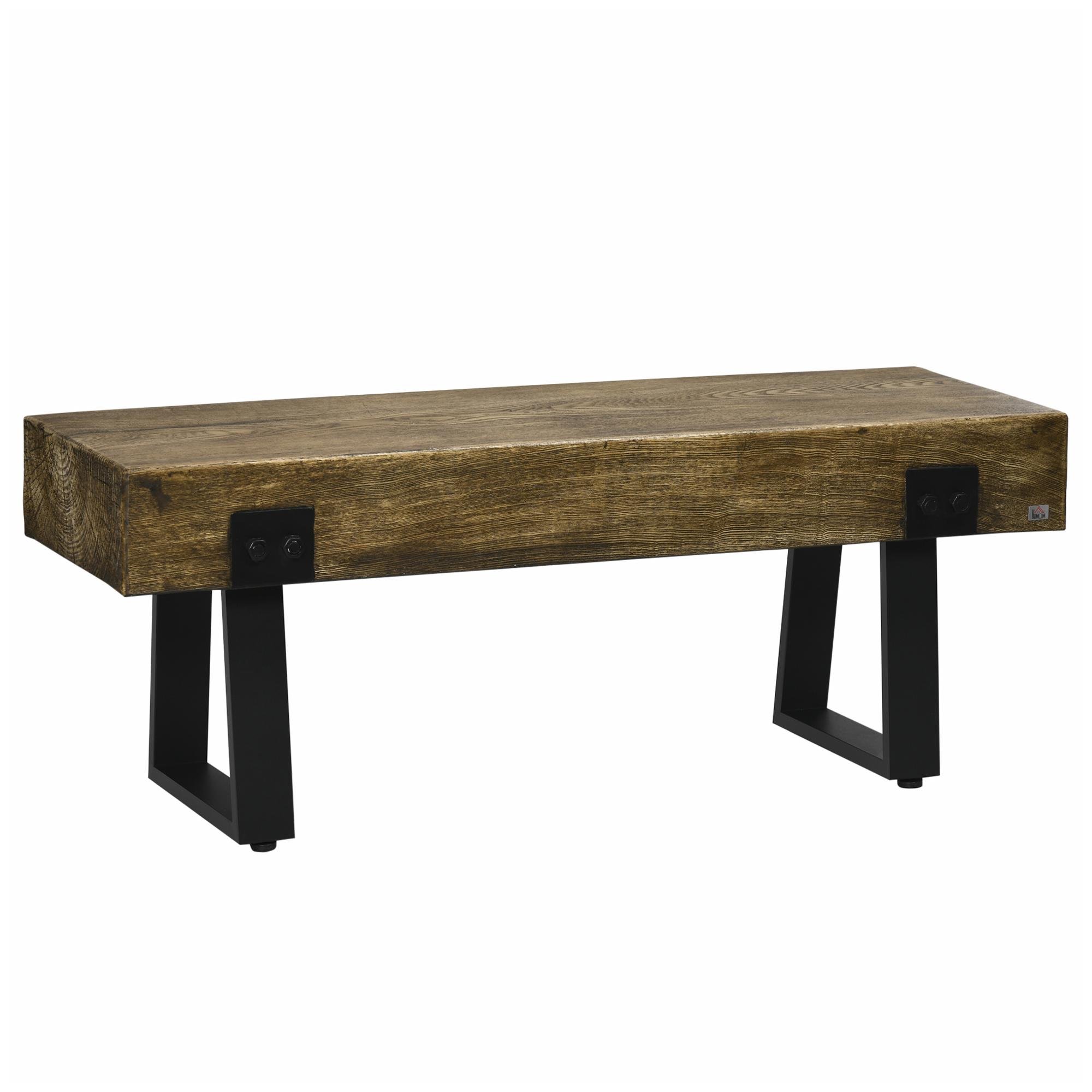 Natural Concrete Garden Bench with Wood-Effect Top, 48 in