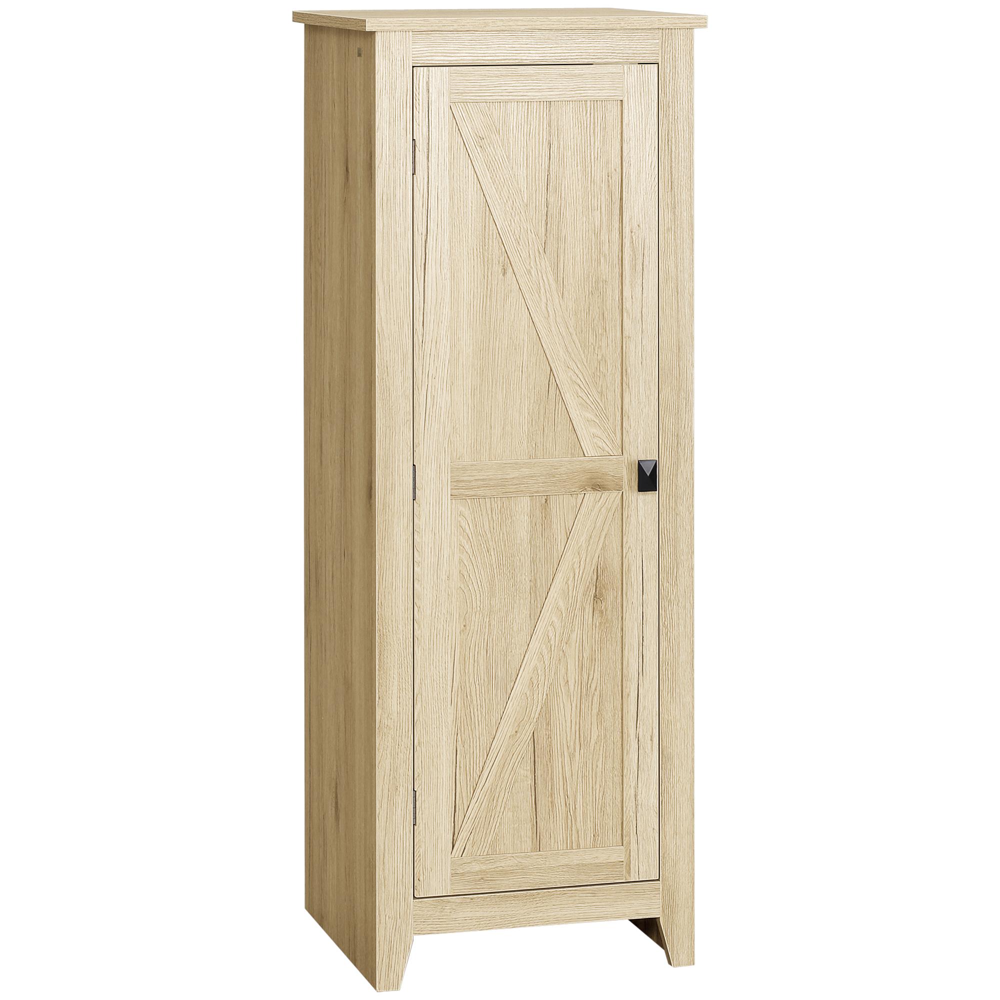 Natural 48 Inch Farmhouse Pantry Cabinet with Adjustable Shelves