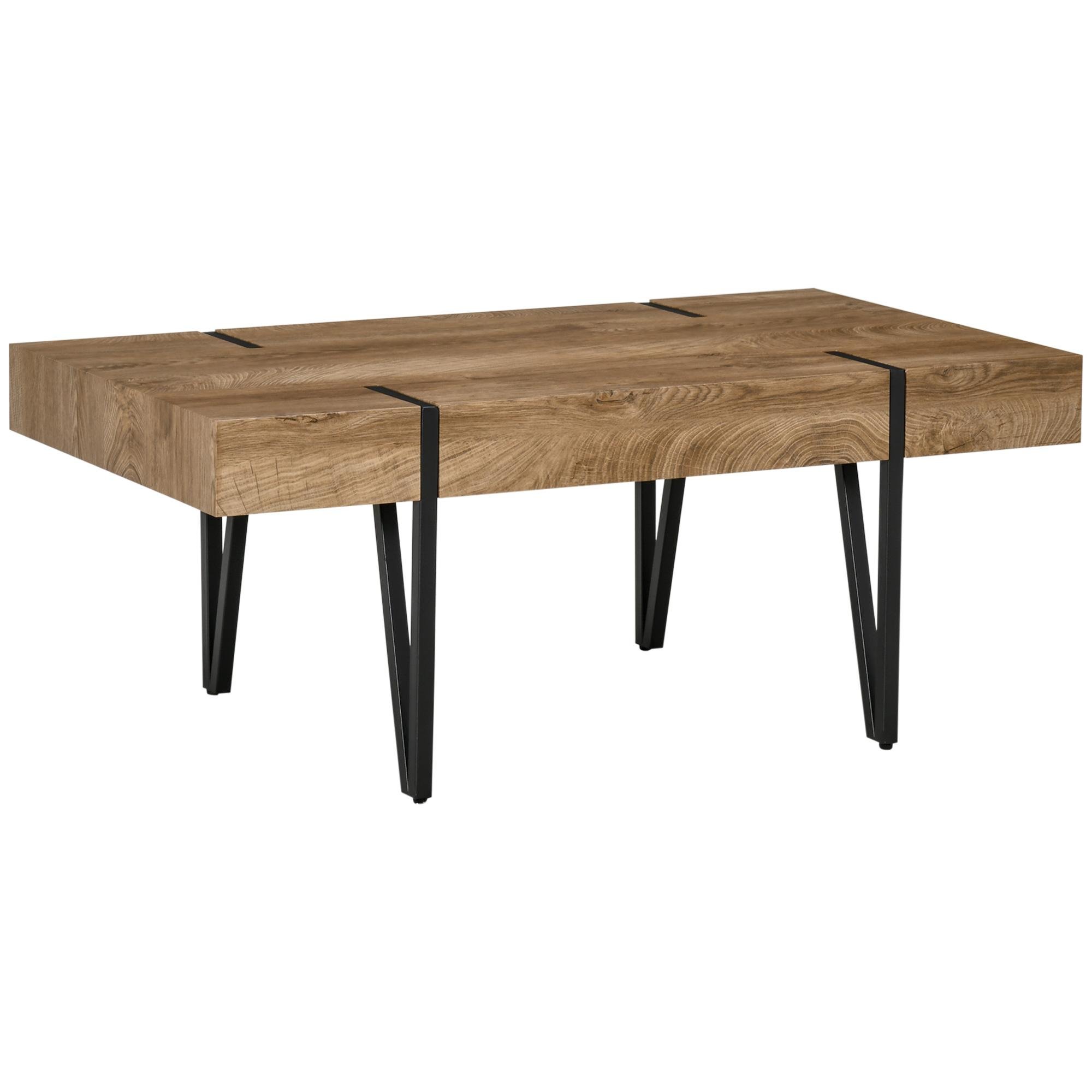 Natural Finish Hairpin Coffee Table with 4-Inch Top