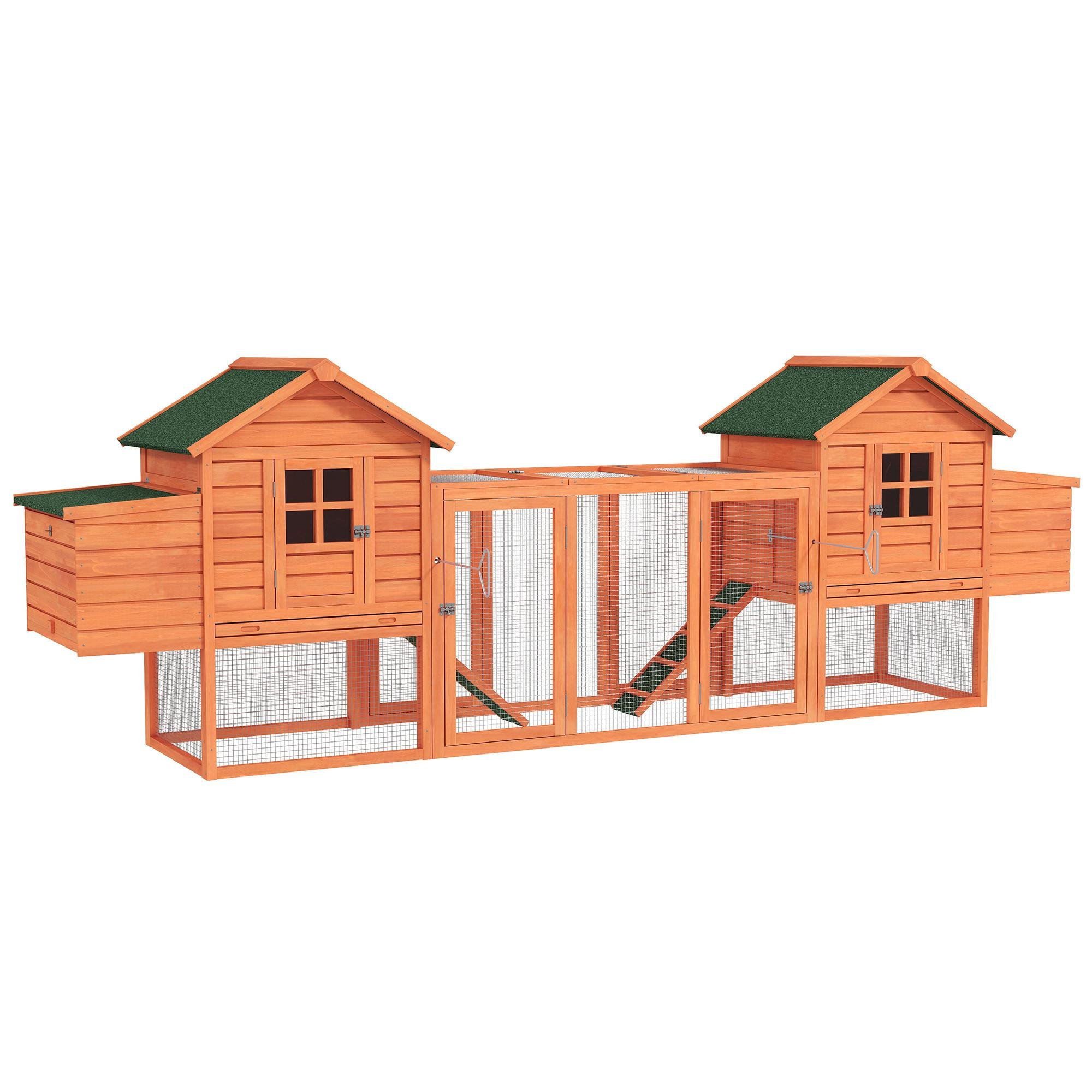 Natural Fir Chicken Coop with Outdoor Run for 4-6 Chickens