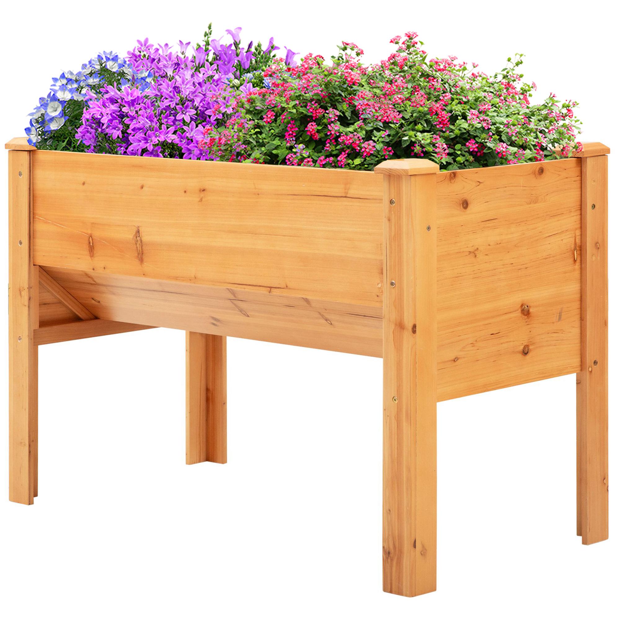 Large Natural Fir Raised Bed with Hooks for Patios