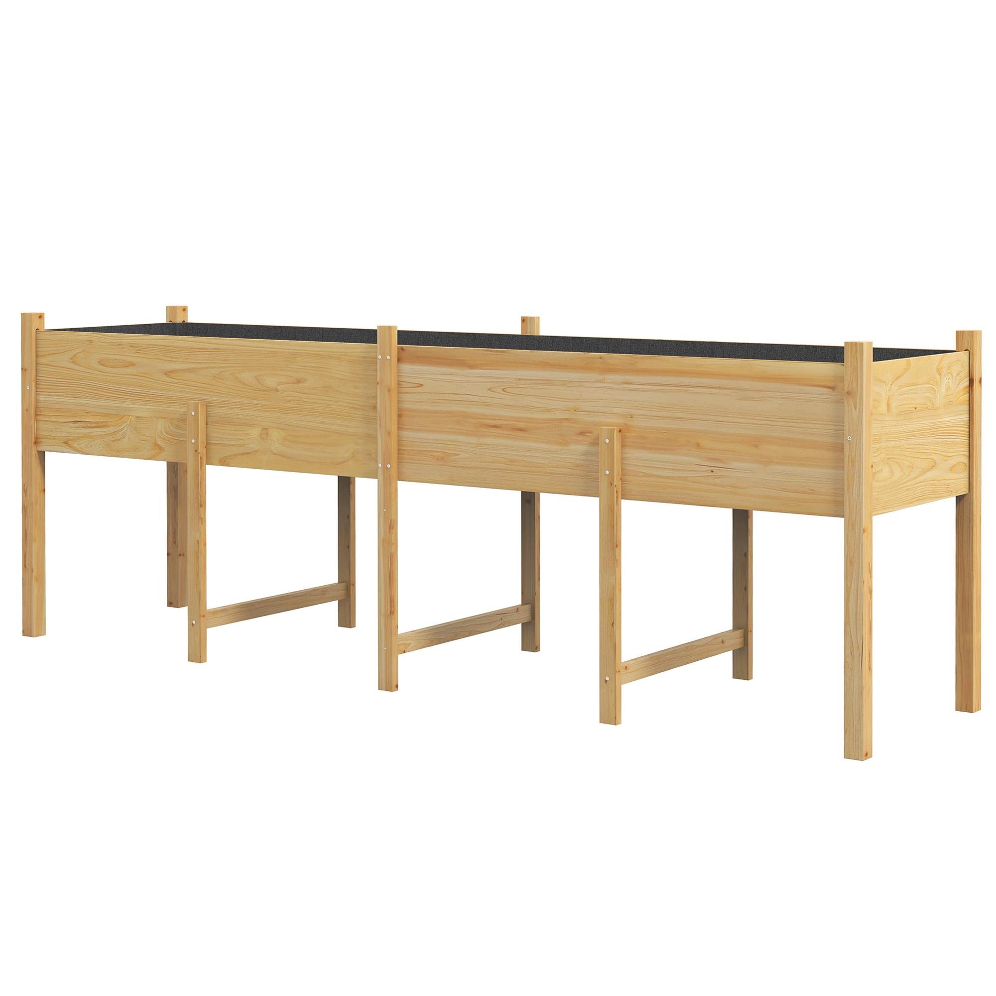 Natural Fir Elevated Garden Bed with Liner, 7.4 ft