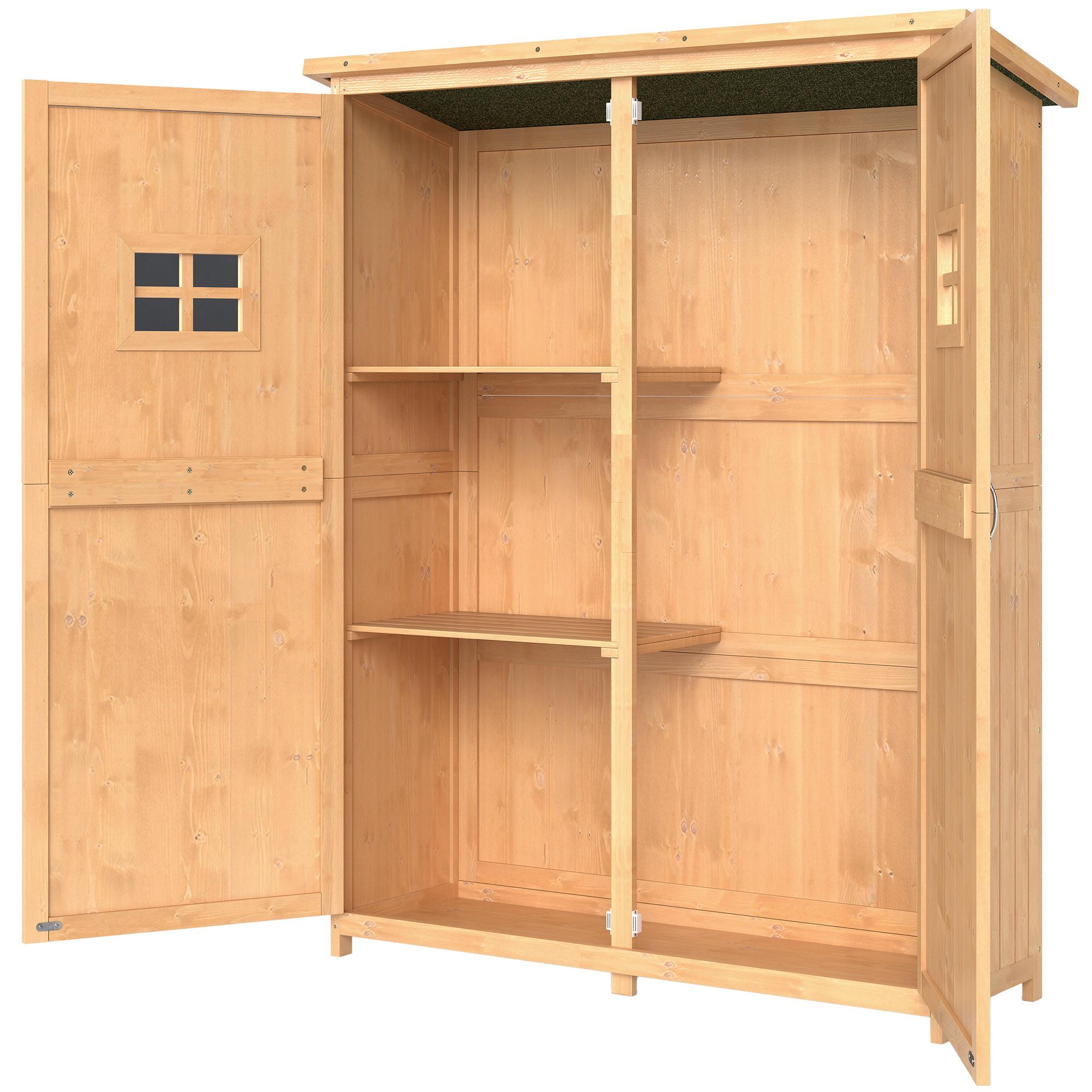 Natural Fir Garden Cabinet with Shelves for Tools