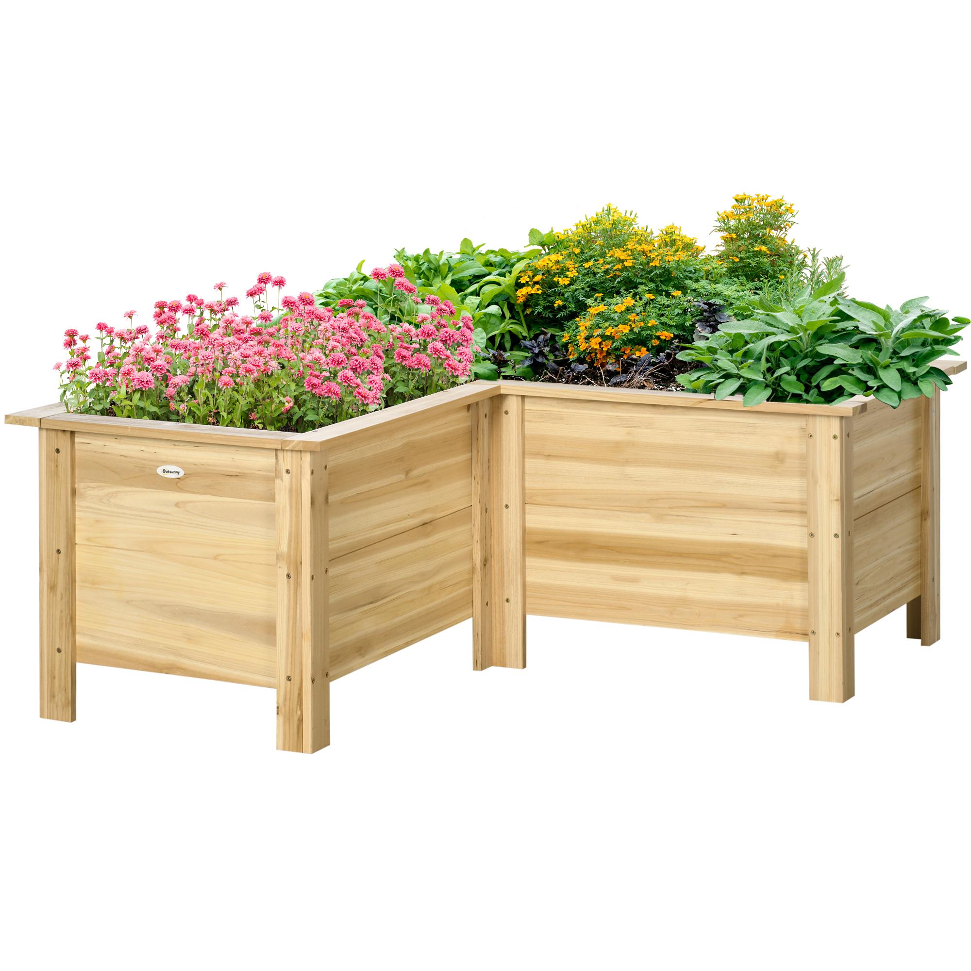 Natural Fir L-Shaped Garden Bed for Corner Growing