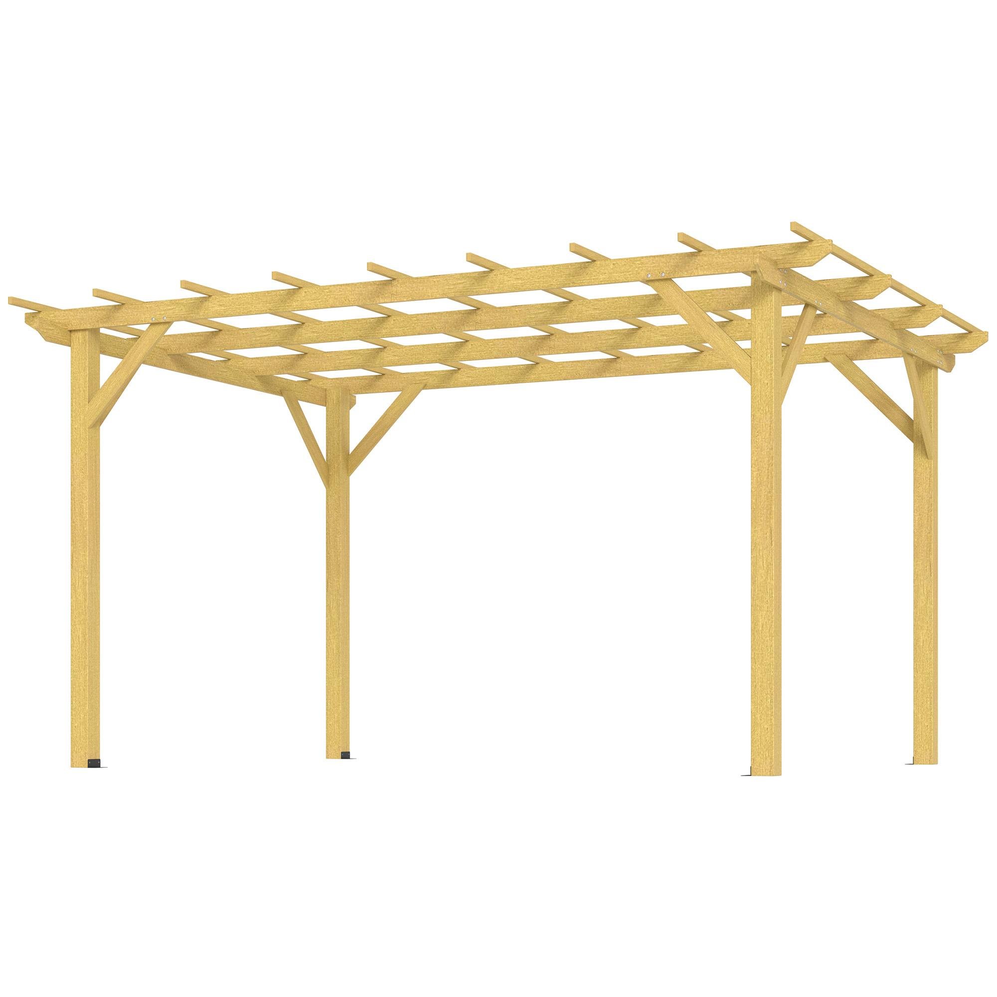 Natural Fir Pergola with Climbing Trellis, 10 x 13 ft