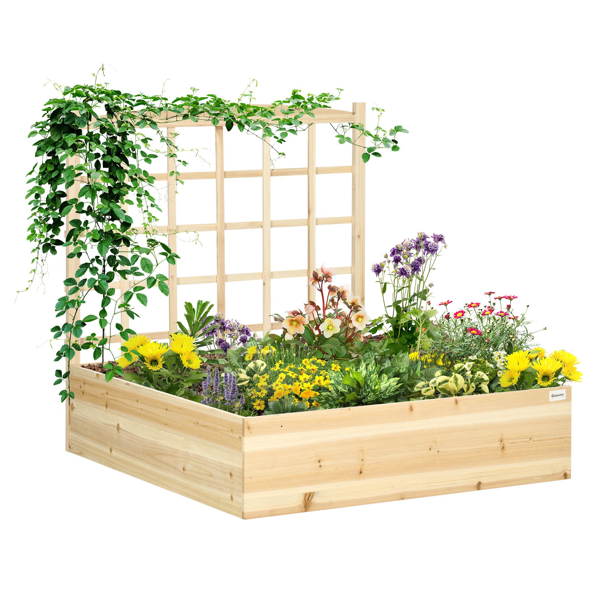 Natural Fir Open Bottom Trellis Planter, 43.3 x 45.7 x 47.2 in