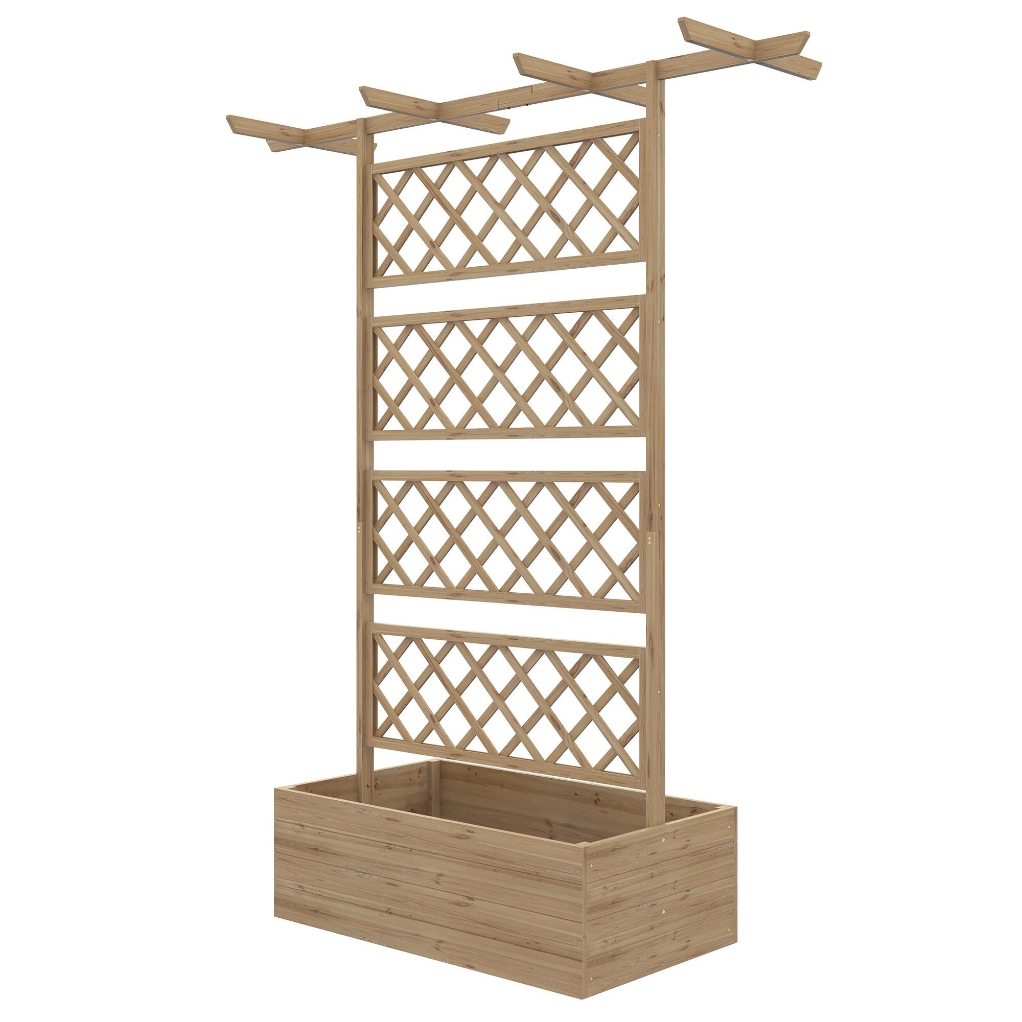 Natural Fir Wood Trellis Planter with Open Bottom, 63 in