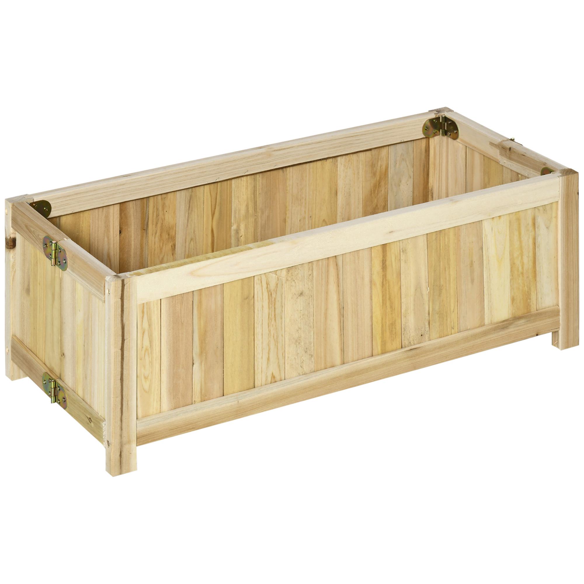 Foldable Fir Wood Planter, Raised Bed for Patios
