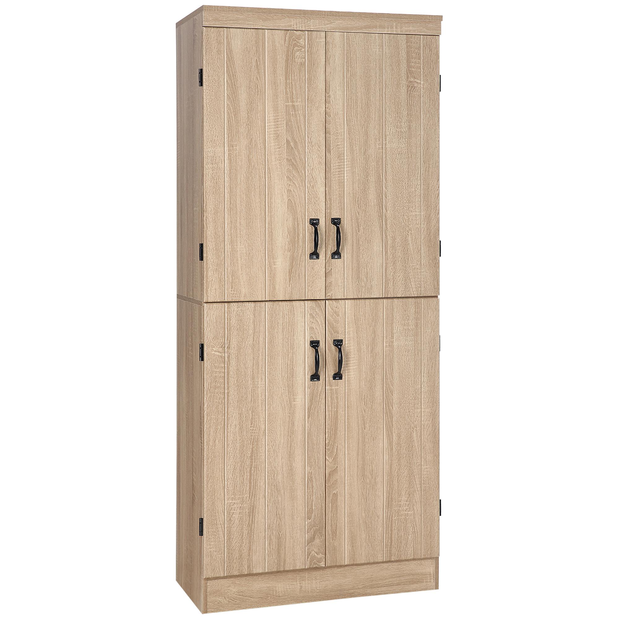 Natural Six Tier Pantry Cabinet with Adjustable Shelves, 70 in